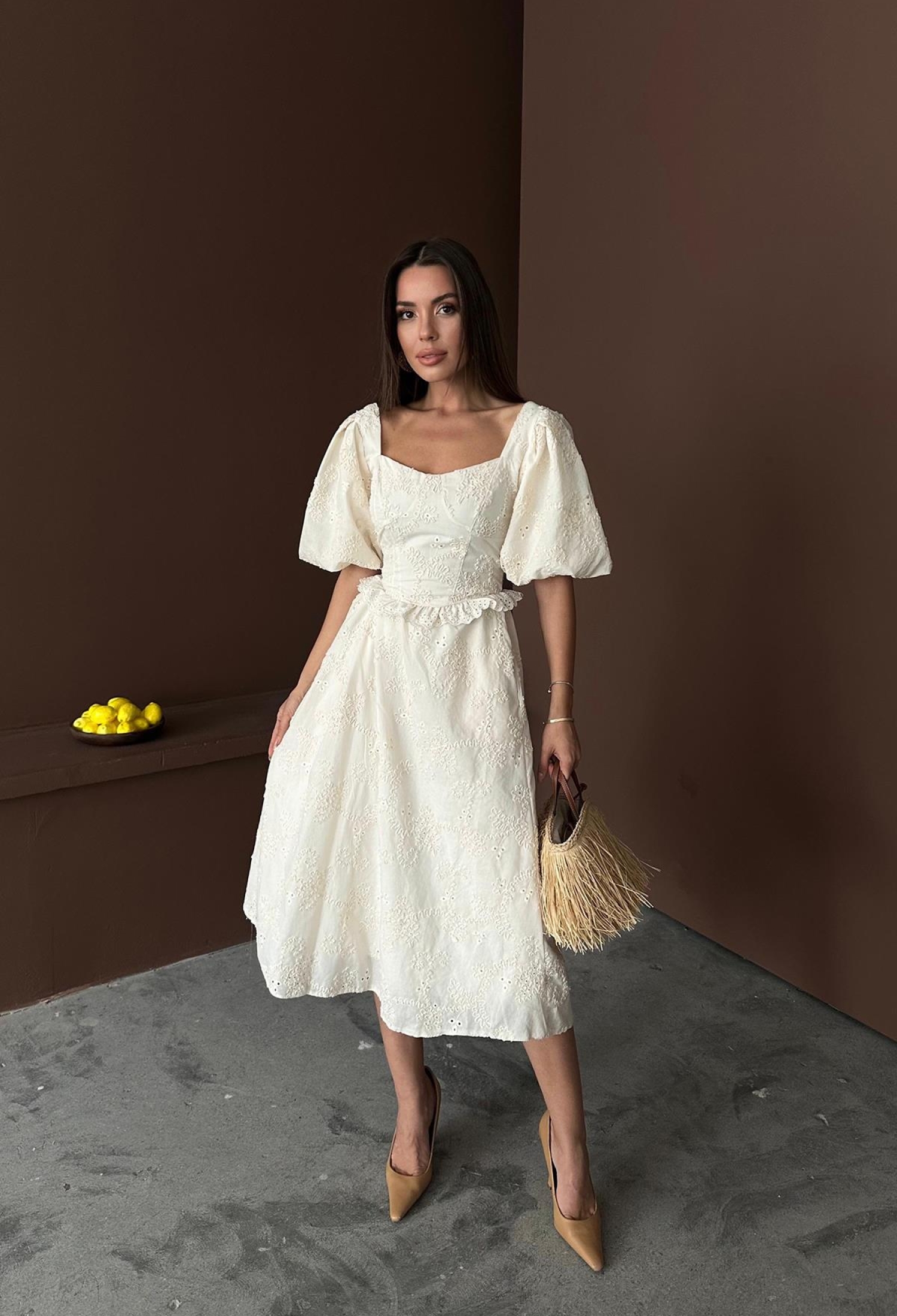 WholesaleBalloon Sleeve Lace Embroidery Dress - Brand: Elisa - Women & Kids, Baby Clothes Wholesale - TheBS Women