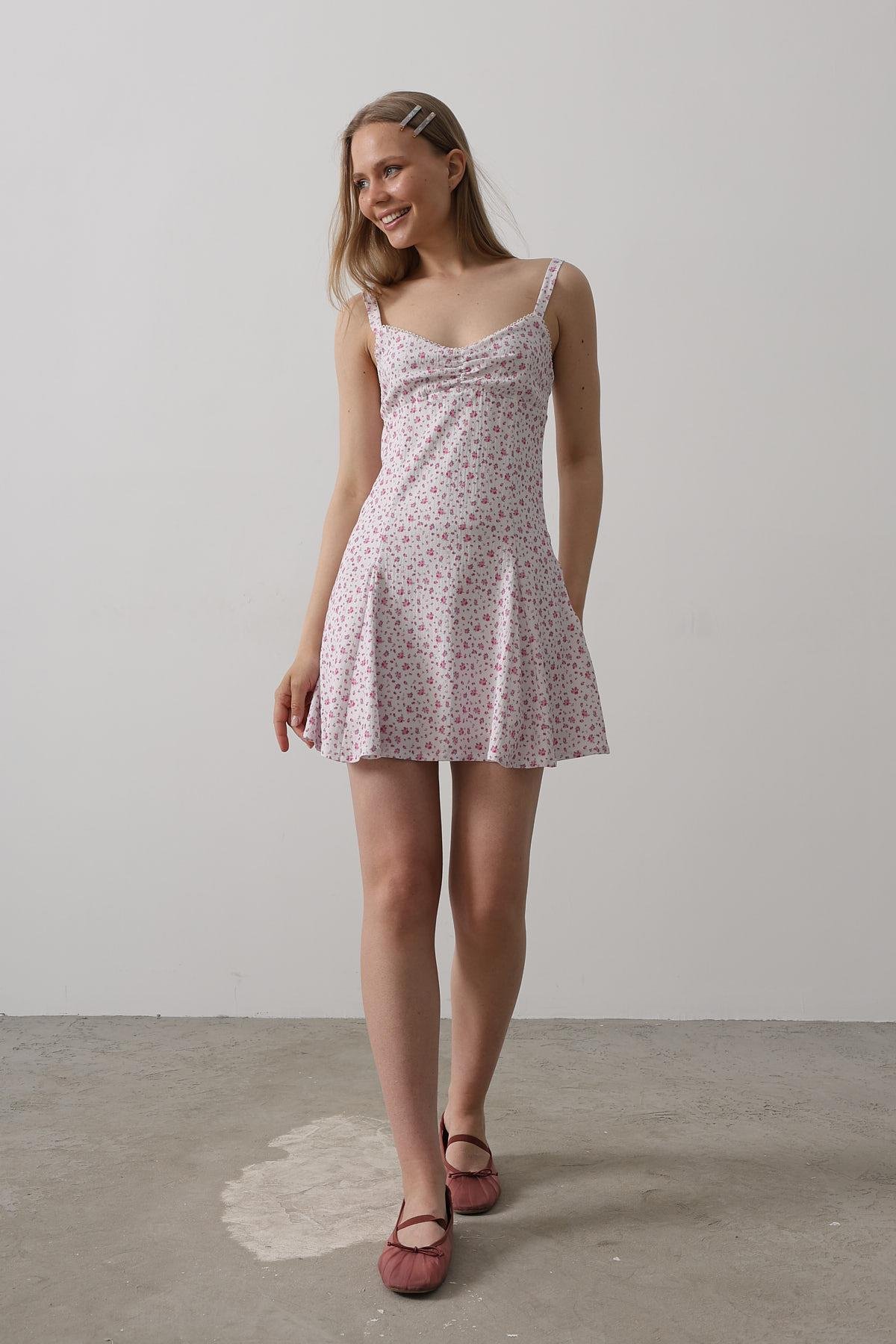 Floral Print Strappy Dress – Pink – Brand: Reyon – Women & Kids, Baby Clothes Wholesale – TheBS Women