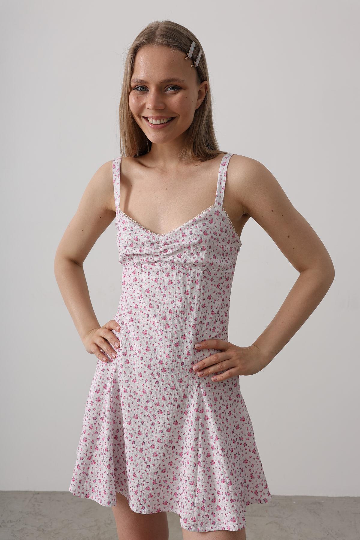 Floral Print Strappy Dress – Pink – Brand: Reyon – Women & Kids, Baby Clothes Wholesale – TheBS Women