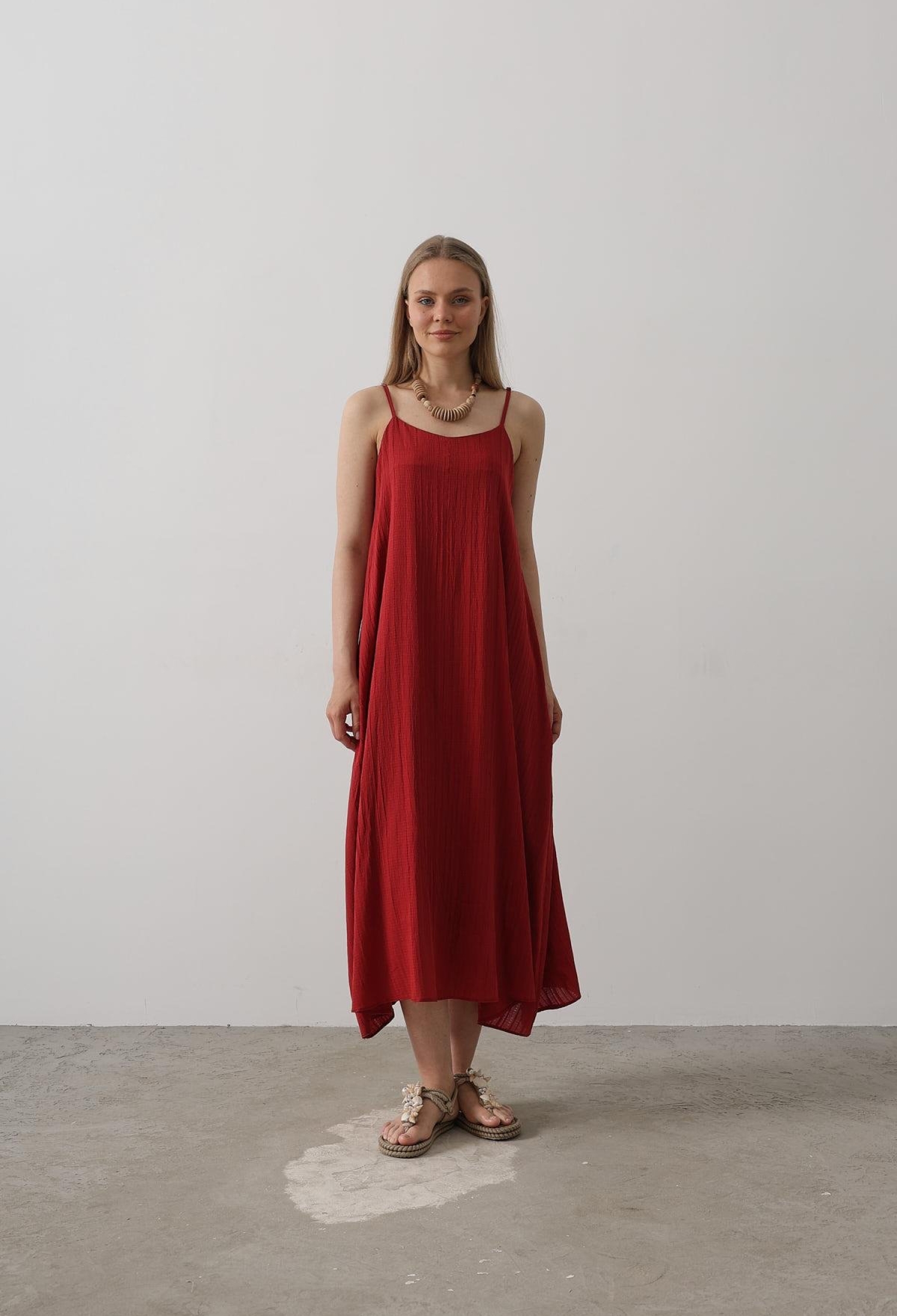 Long Bell Dress With Straps - Burgundy - Brand: Reyon - Women & Kids, Baby Clothes Wholesale - TheBS Women