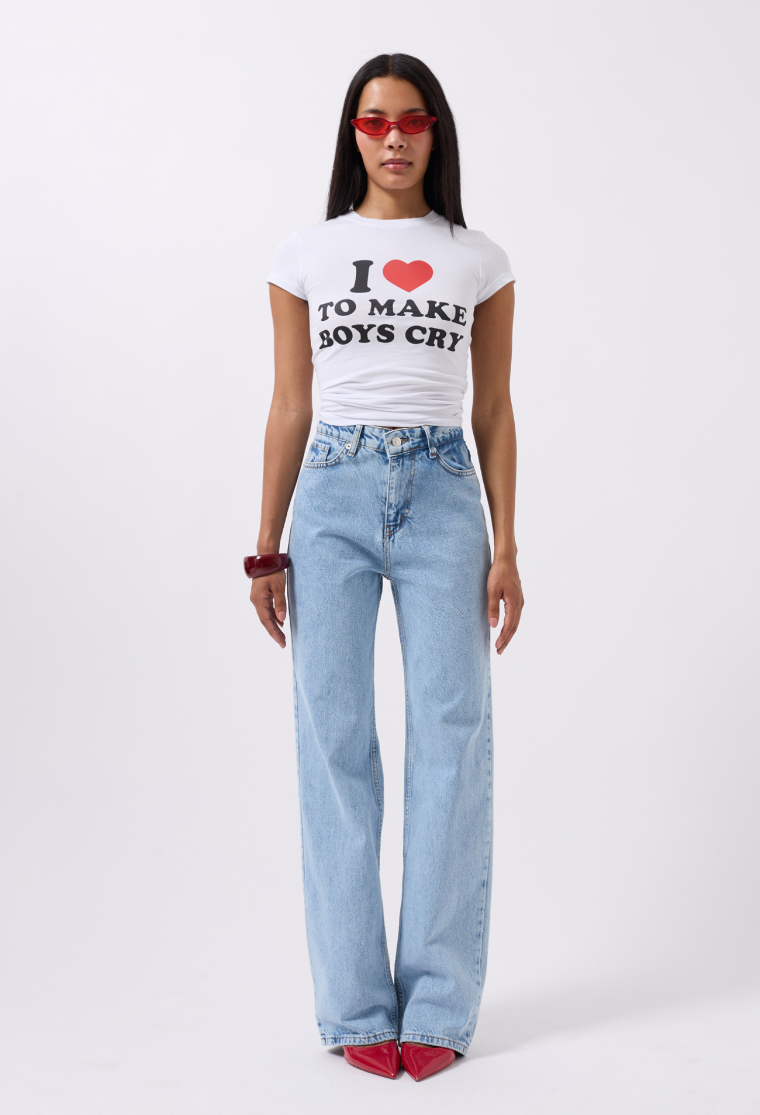 Embroidery Detail Printed Crop T-shirt - Brand: Black Fashion - Women & Kids, Baby Clothes Wholesale - TheBS Women