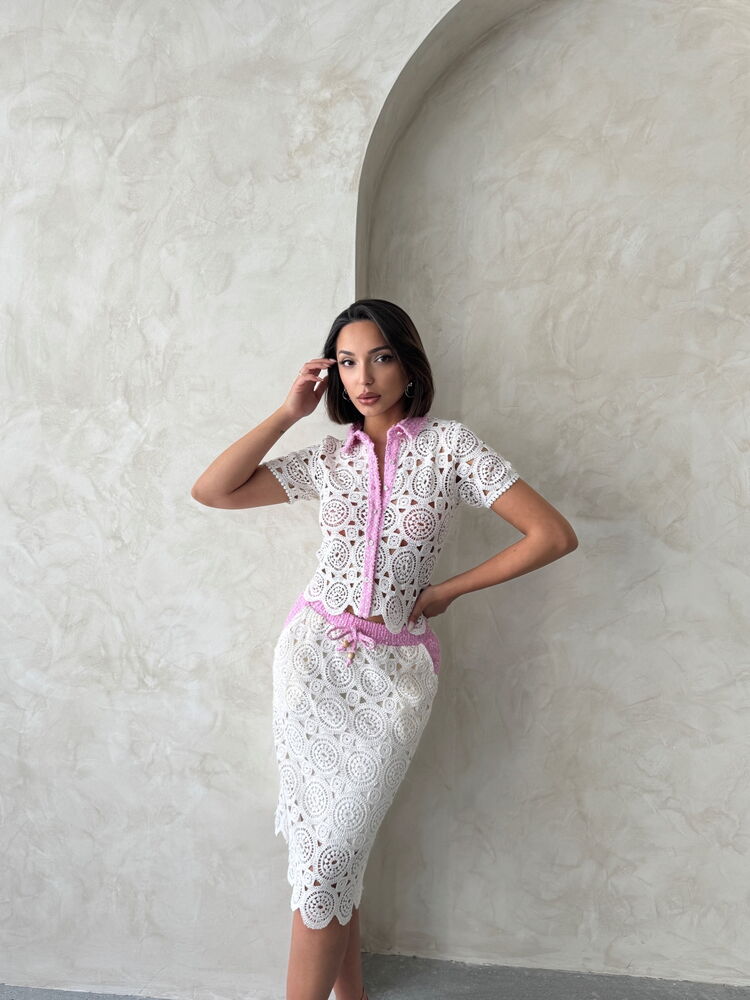 Denim Detailed Lace Shirt – Raw – Brand: Topshow – Women & Kids, Baby Clothes Wholesale – TheBS Women