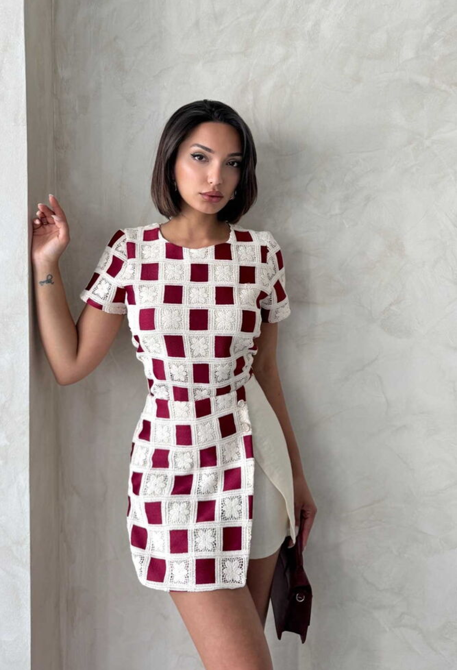 Lace Detailed Shorts - Stone Burgundy - Brand: Topshow - Women & Kids, Baby Clothes Wholesale - TheBS Women