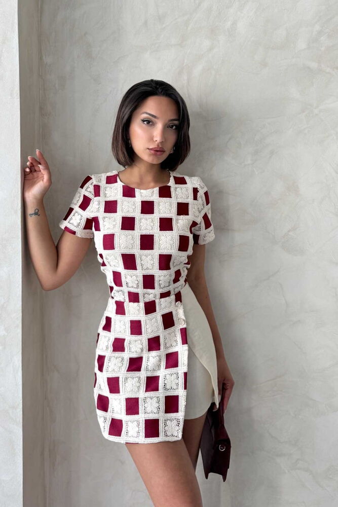 Lace Detailed Shorts – Stone Burgundy – Brand: Topshow – Women & Kids, Baby Clothes Wholesale – TheBS Women