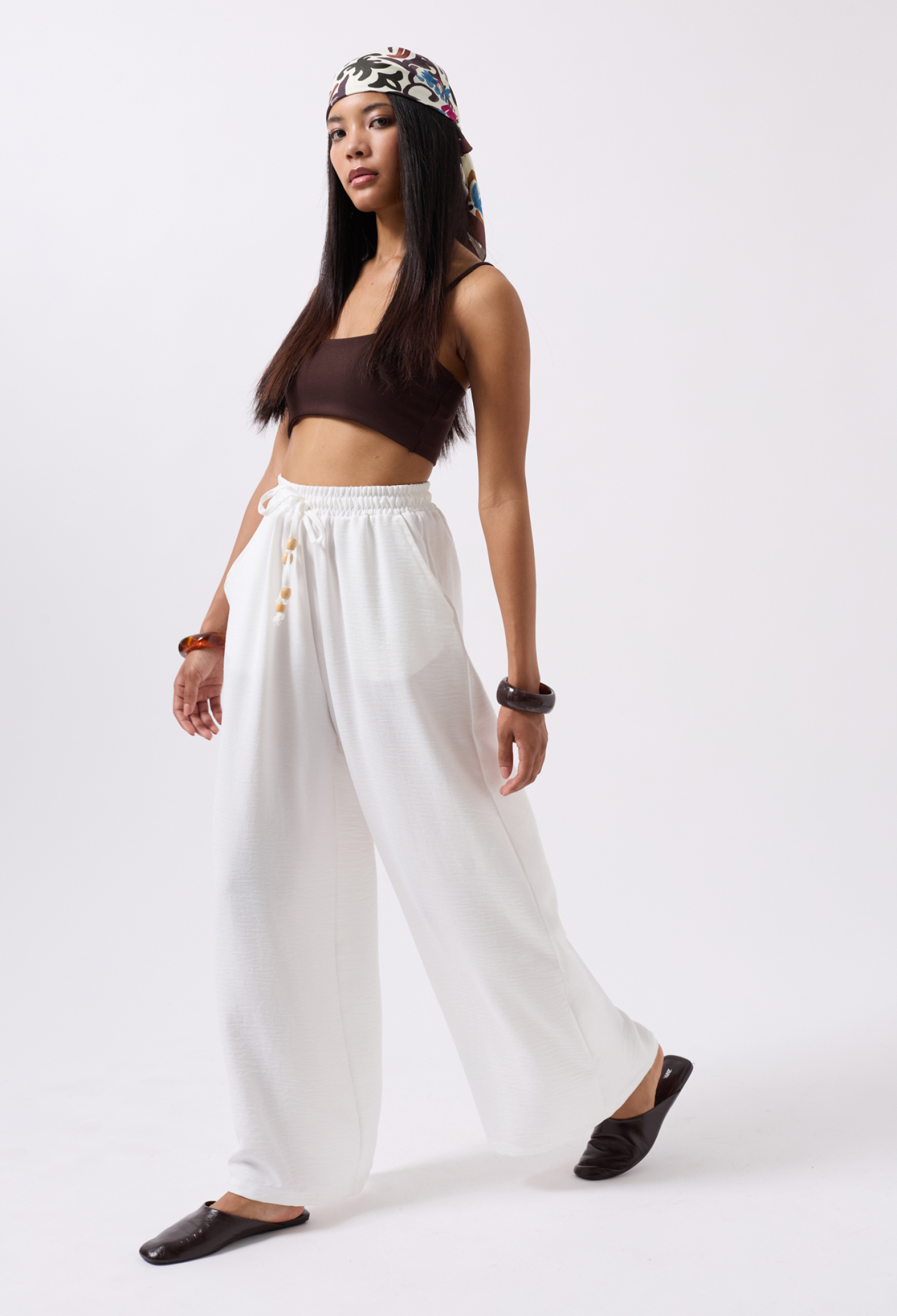 Elastic Waist Tie Detailed Trousers - Brand: Black Fashion - Women & Kids, Baby Clothes Wholesale - TheBS Women