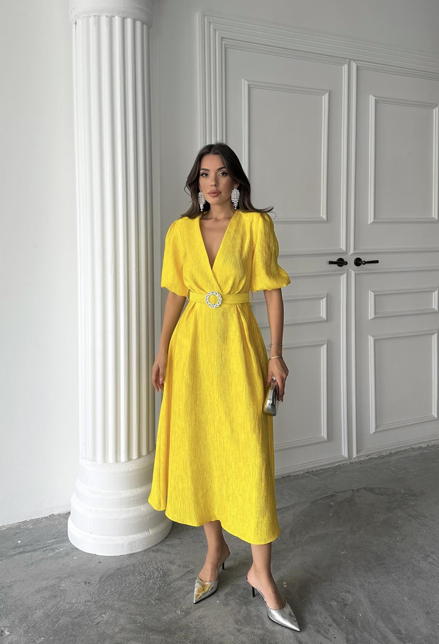 WholesaleSparkling Belted Double-breasted Dress - Brand: Elisa - Women & Kids, Baby Clothes Wholesale - TheBS Women