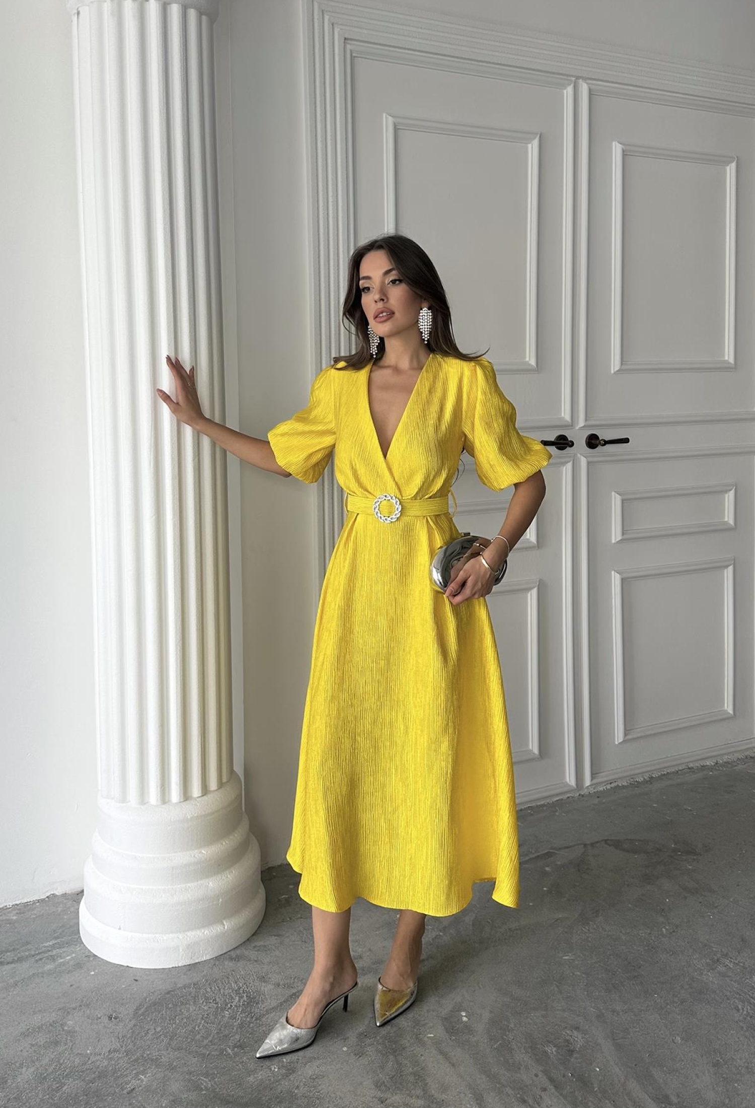 WholesaleSparkling Belted Double-breasted Dress - Brand: Elisa - Women & Kids, Baby Clothes Wholesale - TheBS Women