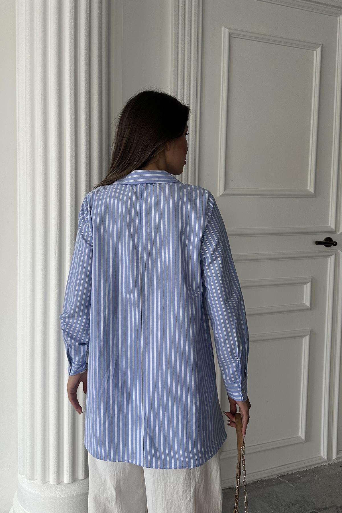 Wholesale Blue Striped Long Shirt – Brand: Elisa – Women & Kids, Baby Clothes Wholesale – TheBS Women