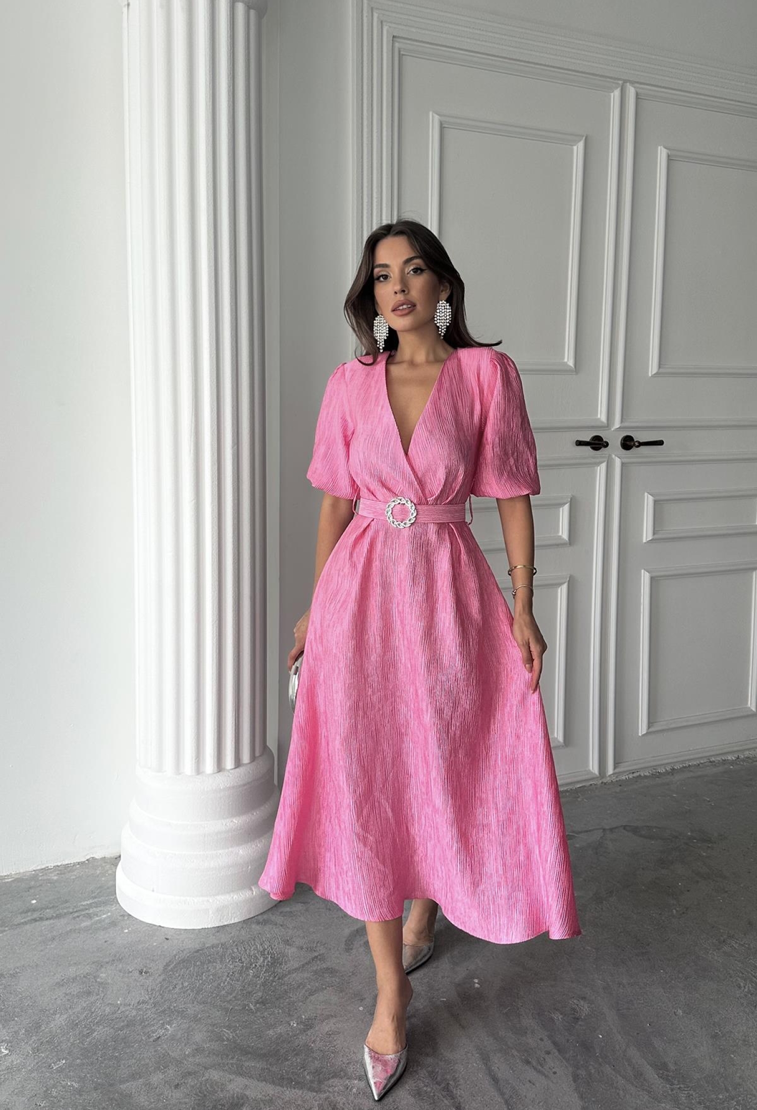 WholesaleSparkling Belted Double-breasted Dress - Brand: Elisa - Women & Kids, Baby Clothes Wholesale - TheBS Women