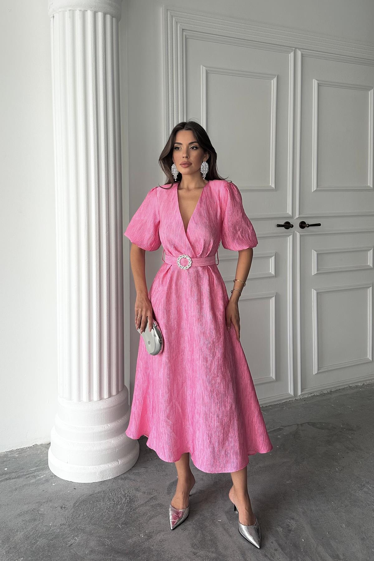 WholesaleSparkling Belted Double-breasted Dress – Brand: Elisa – Women & Kids, Baby Clothes Wholesale – TheBS Women