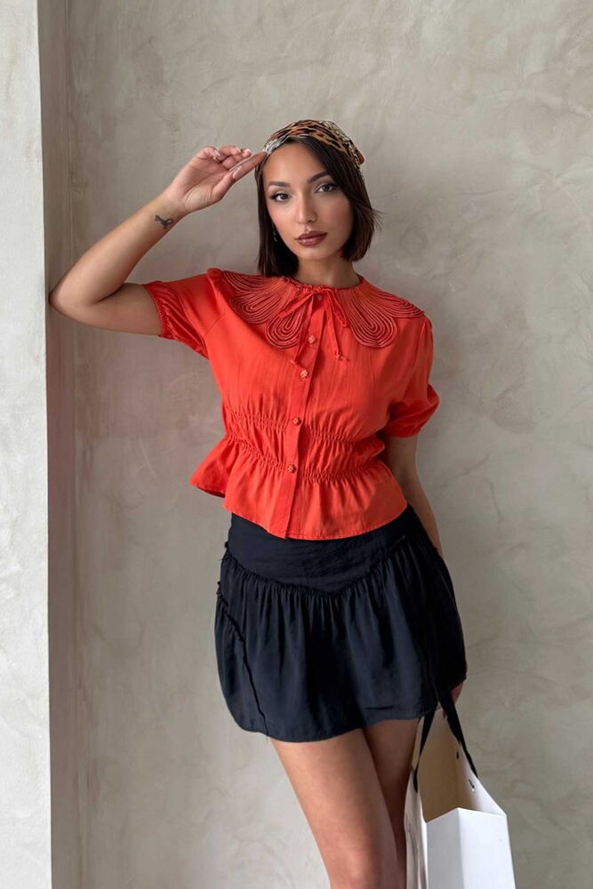 Collar Detailed Ruffle Shirt - Brand: Topshow - Women & Kids, Baby Clothes Wholesale - TheBS Women