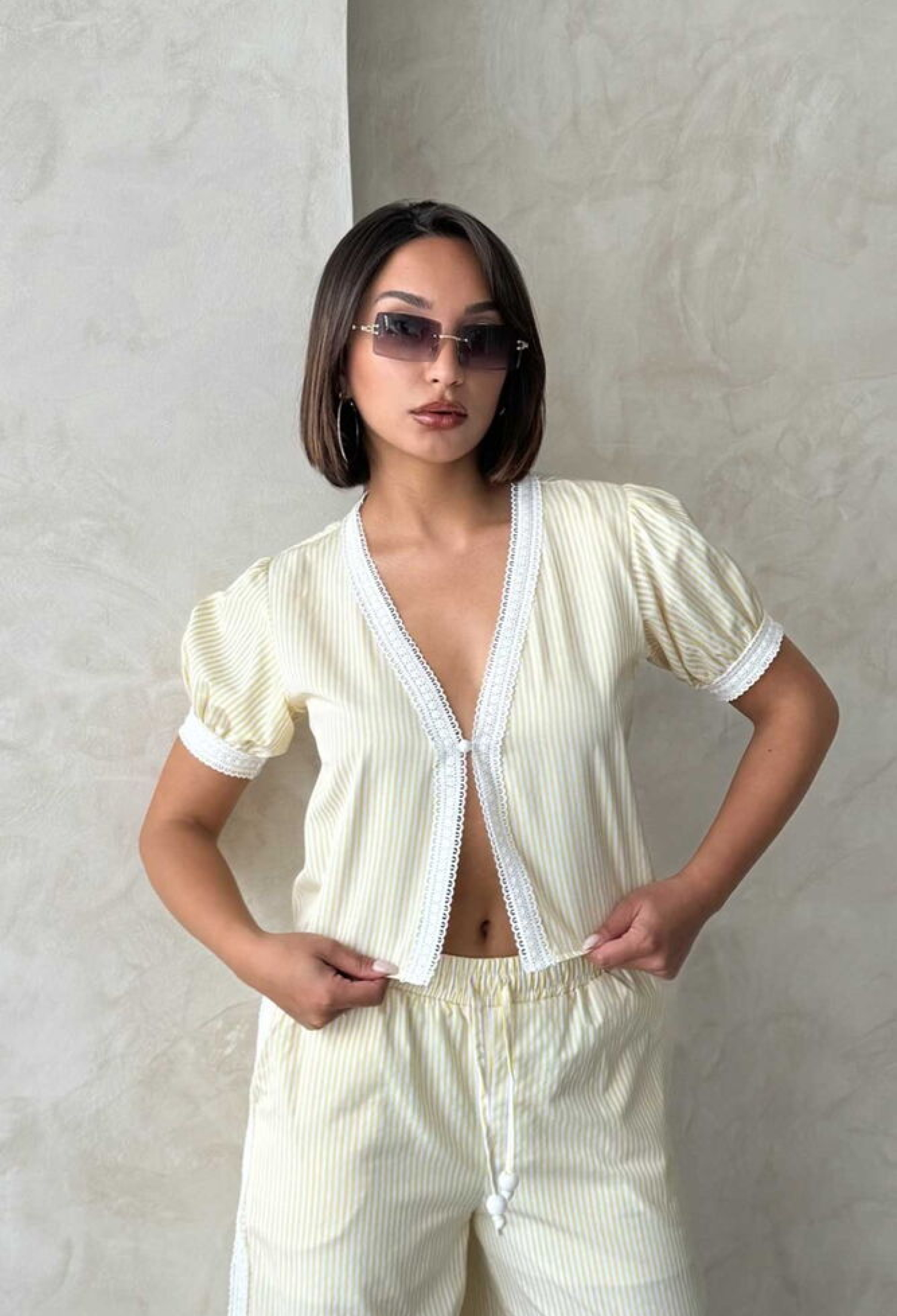 Guipure Detailed Striped Blouse - Brand: Topshow - Women & Kids, Baby Clothes Wholesale - TheBS Women