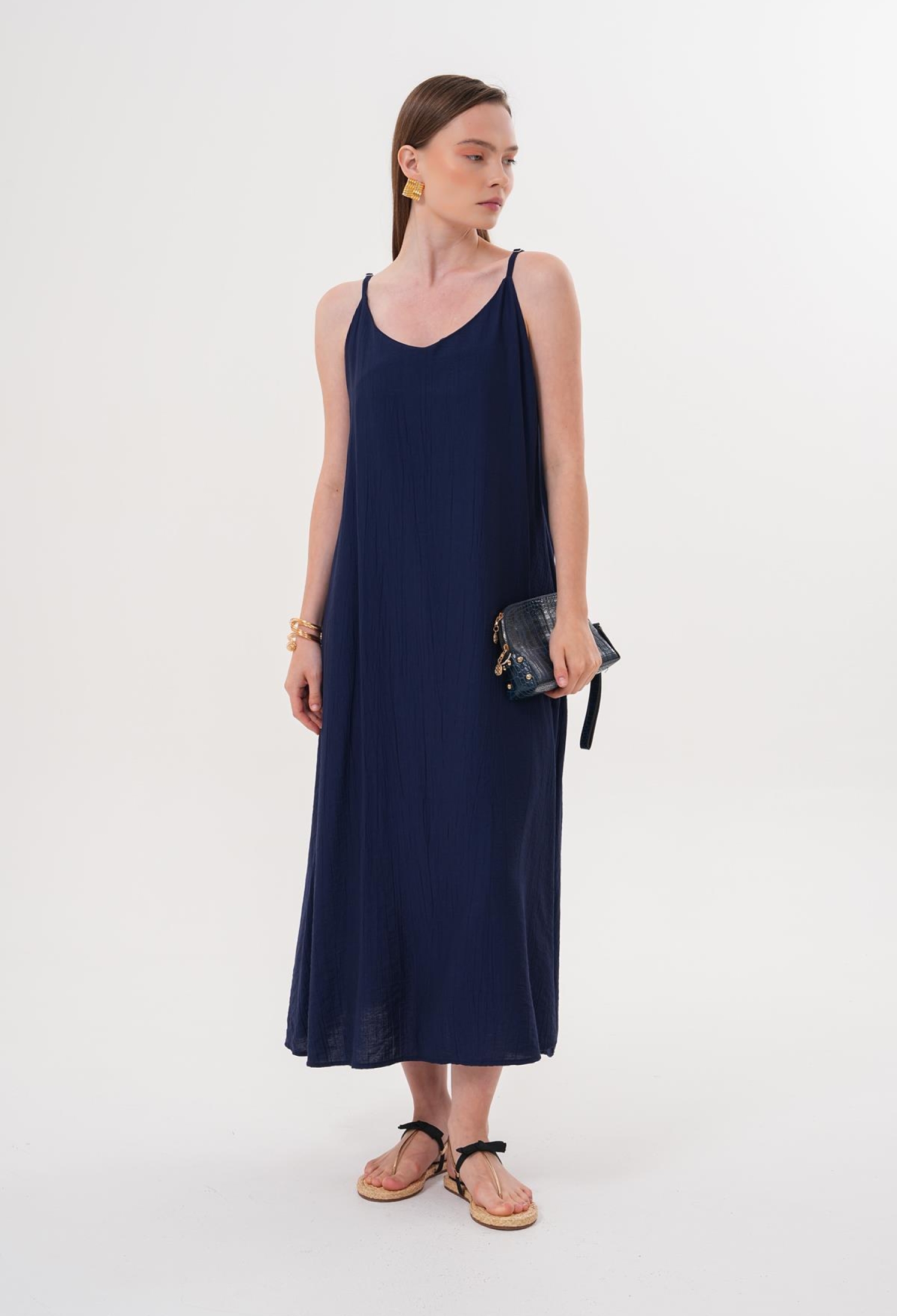 Strappy Long Dress Navy - Brand: Levure - Women & Kids, Baby Clothes Wholesale - TheBS Women