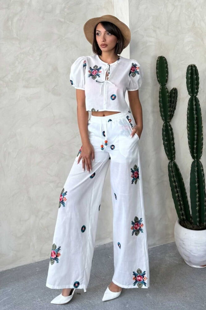 Embroidered Pants – Cream – Brand: Topshow – Women & Kids, Baby Clothes Wholesale – TheBS Women