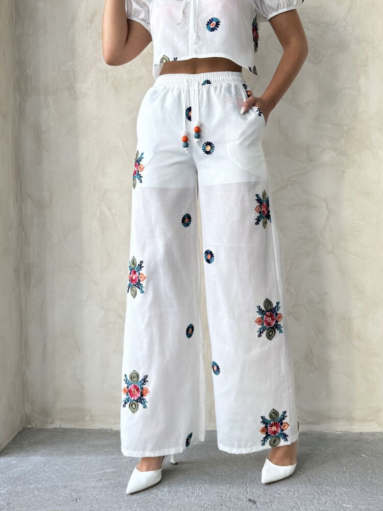 Embroidered Pants – Cream – Brand: Topshow – Women & Kids, Baby Clothes Wholesale – TheBS Women