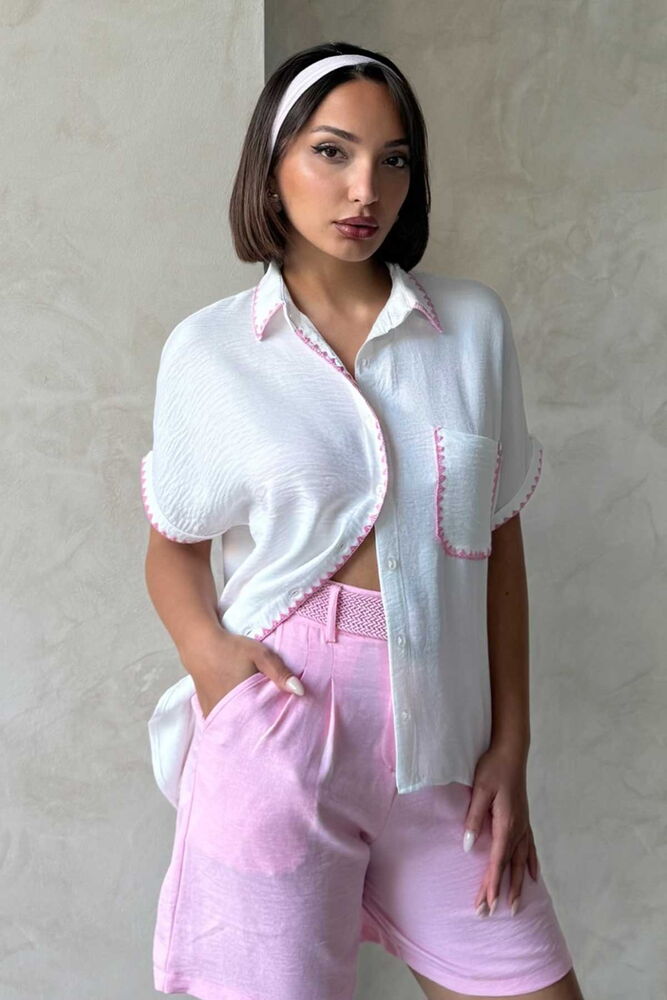 Shepherd Stitched Linen Shirt - Cream - Brand: Topshow - Women & Kids, Baby Clothes Wholesale - TheBS Women