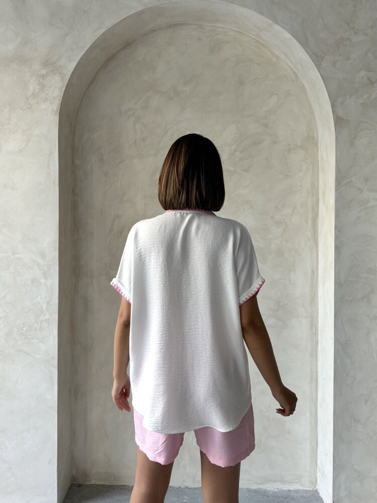 Shepherd Stitched Linen Shirt – Cream – Brand: Topshow – Women & Kids, Baby Clothes Wholesale – TheBS Women