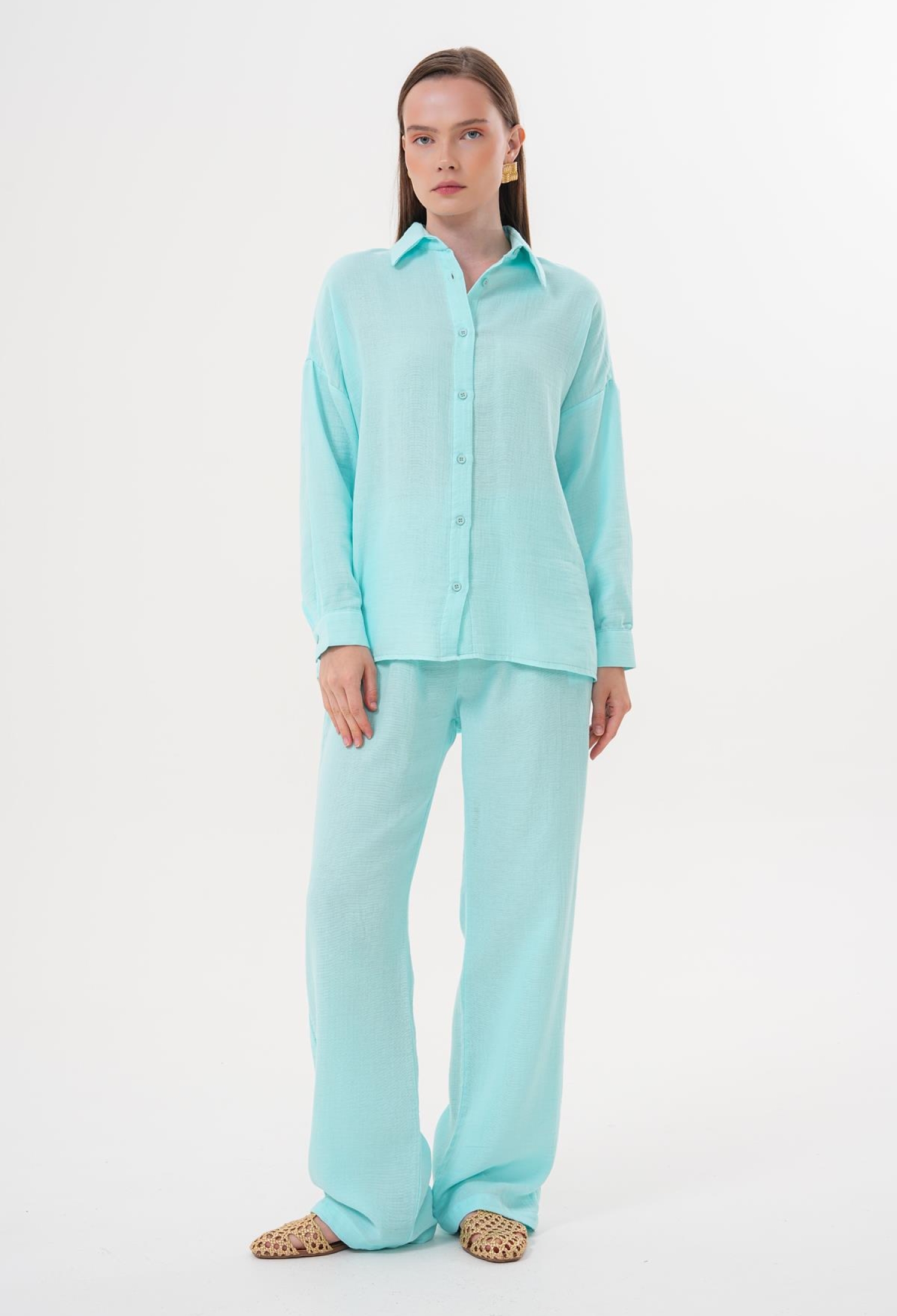 Women's Long Sleeve Oversize Mueslin Shirt - Brand: Levure - Women & Kids, Baby Clothes Wholesale - TheBS Women