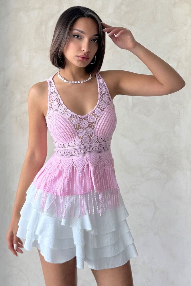 Wholesale BlouseWith Guipure Detailed Strap