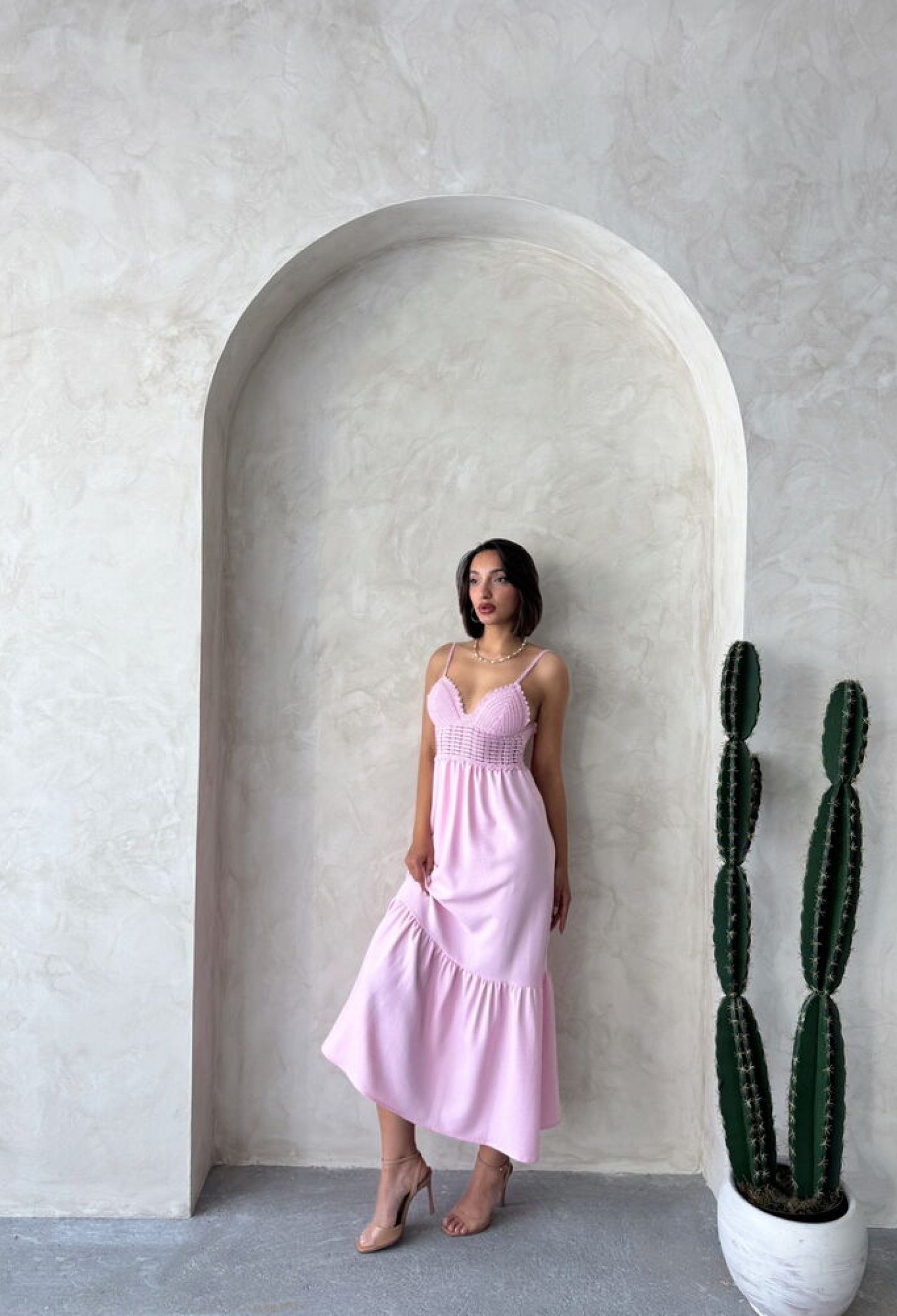 Linen Strap V-Neck Halter Dress - Brand: Topshow - Women & Kids, Baby Clothes Wholesale - TheBS Women