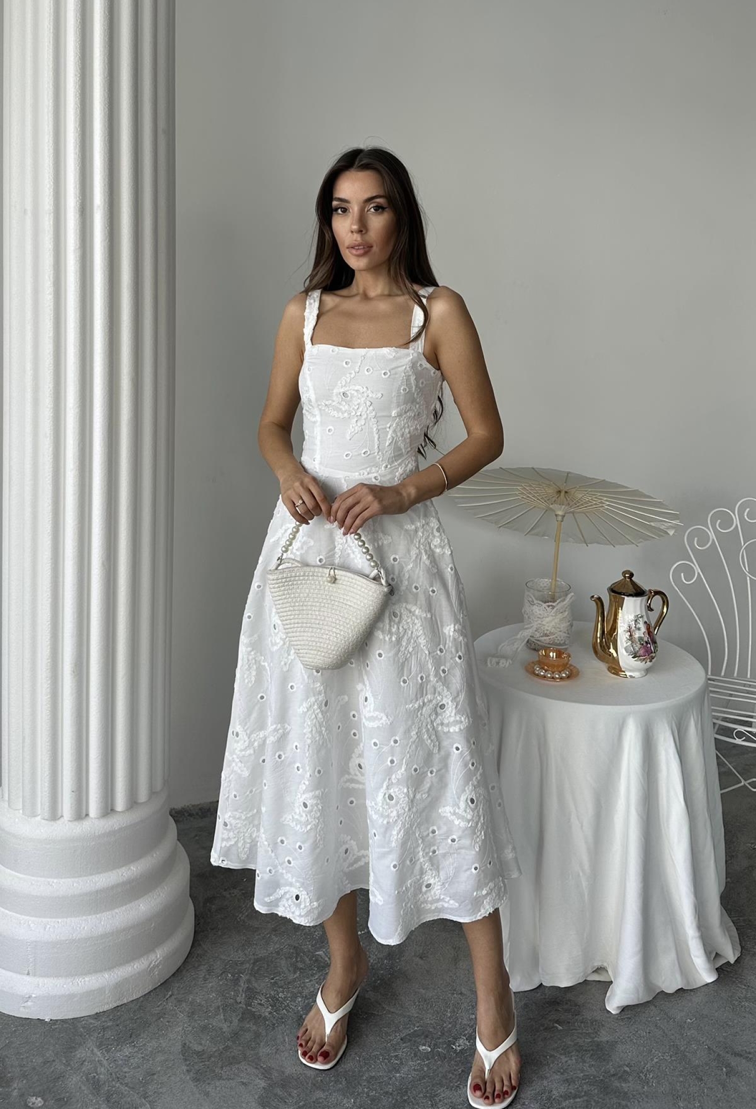 Wholesale White Back Corset Detailed Long Dress - Brand: Elisa - Women & Kids, Baby Clothes Wholesale - TheBS Women