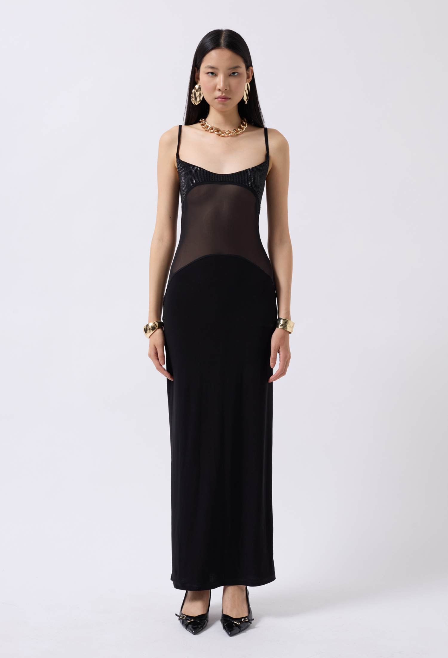 Sequined Maxi Dress With Tulle Garnish - Black - Brand: Black Fashion - Women & Kids, Baby Clothes Wholesale - TheBS Women