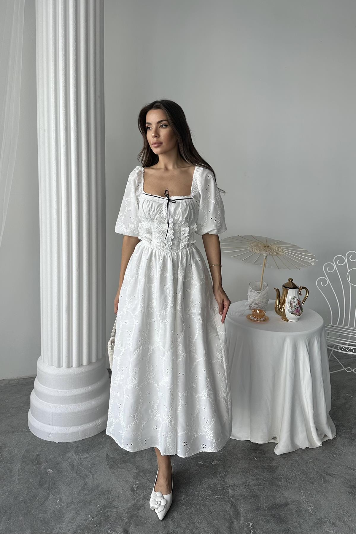 WholesaleLace Detailed Embroidered Dress - Brand: Elisa - Women & Kids, Baby Clothes Wholesale - TheBS Women