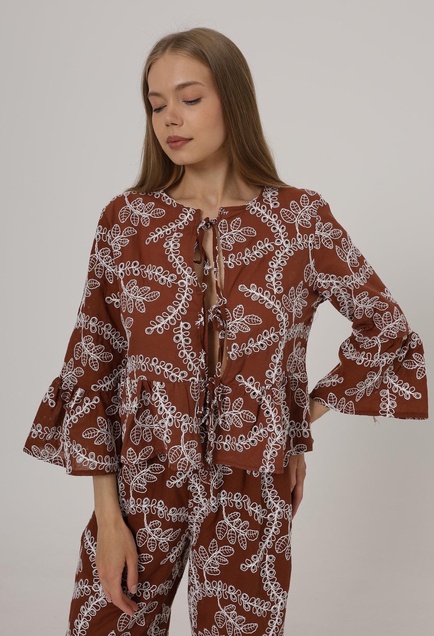 Bow Tie Embroidered Blouse - Brand: Reyon - Women & Kids, Baby Clothes Wholesale - TheBS Women