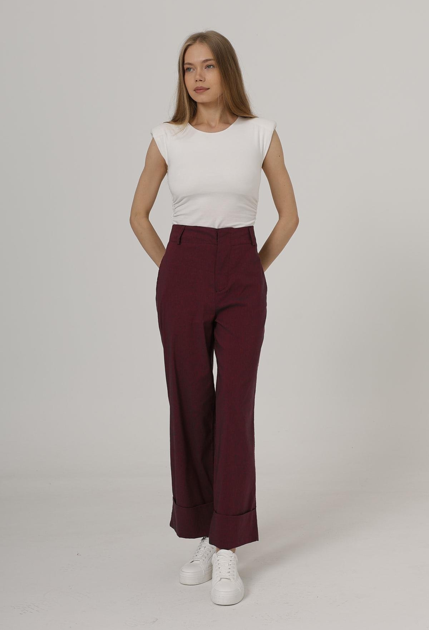 Double Leg Pants - Burgundy - Brand: Reyon - Women & Kids, Baby Clothes Wholesale - TheBS Women