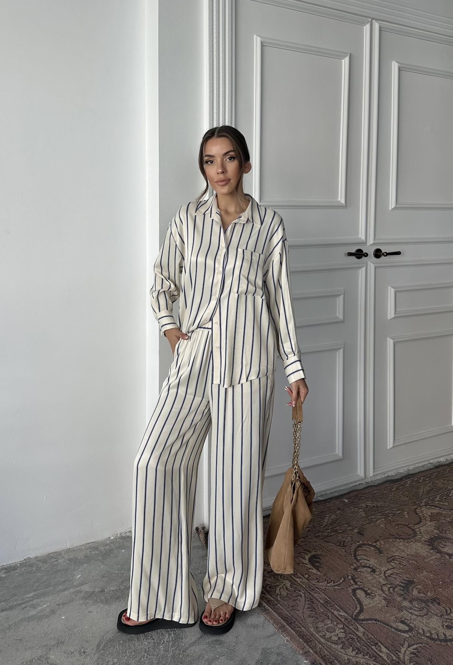 WholesaleStriped Satin Suit - Brand: Elisa - Women & Kids, Baby Clothes Wholesale - TheBS Women