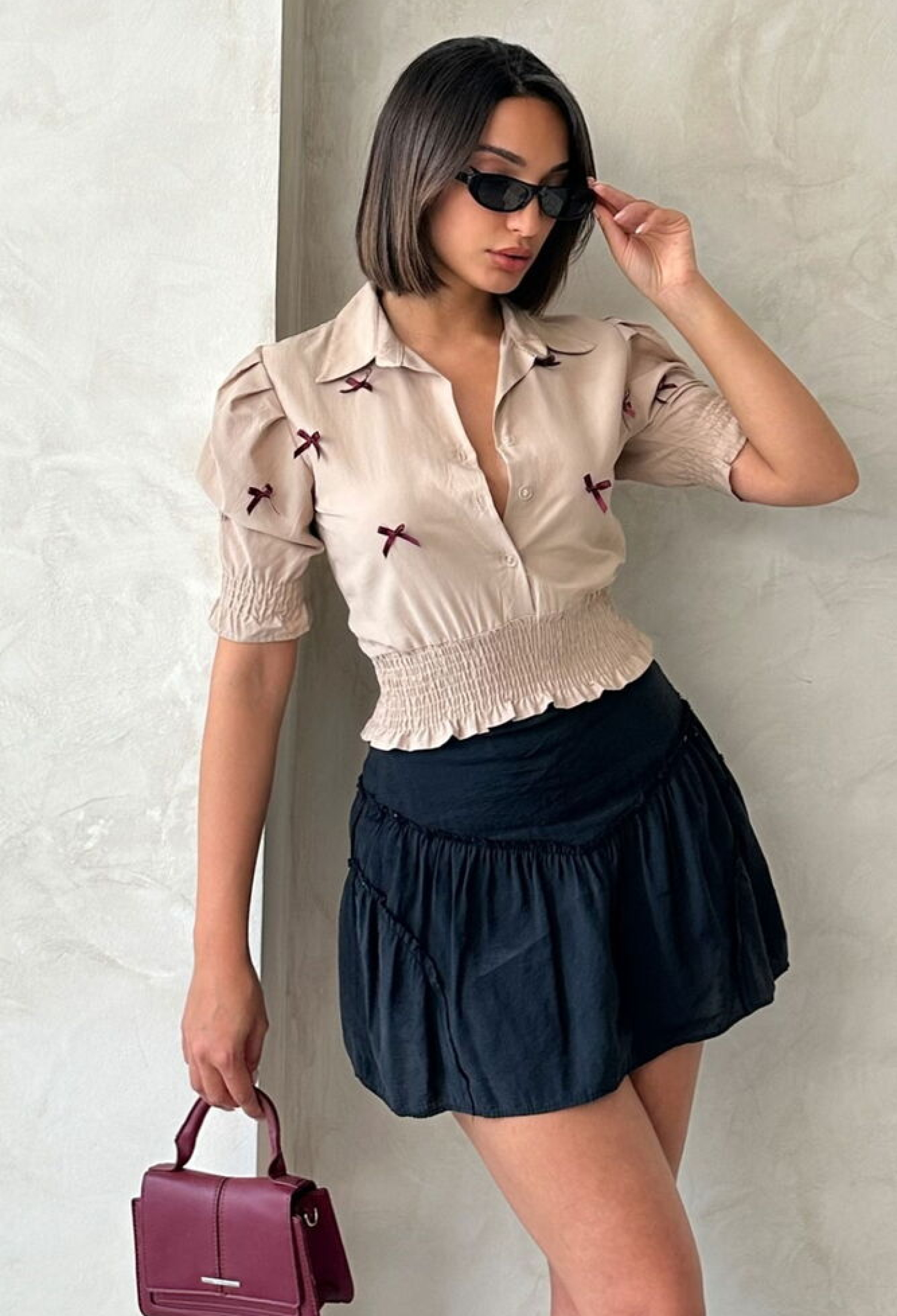 D1779 Sleeve-Length Skirt Buttoned Shirt - Brand: Topshow - Women & Kids, Baby Clothes Wholesale - TheBS Women