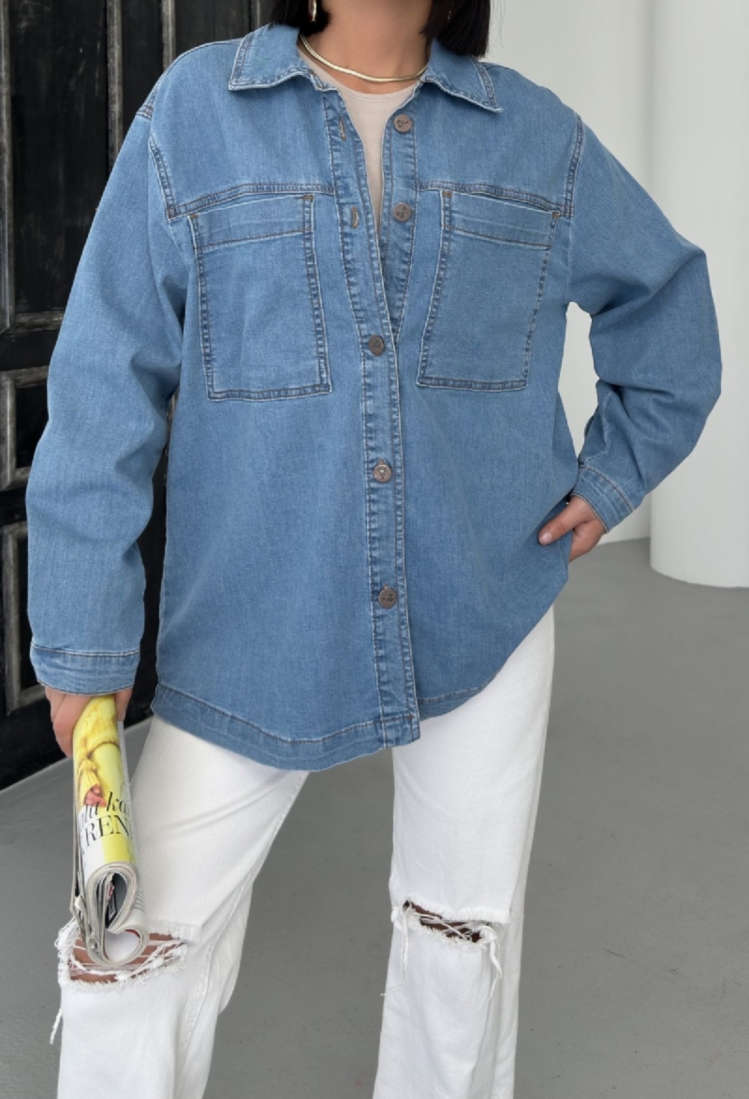 Denim Shirt With Pockets - Brand: XLove - Women & Kids, Baby Clothes Wholesale - TheBS Women