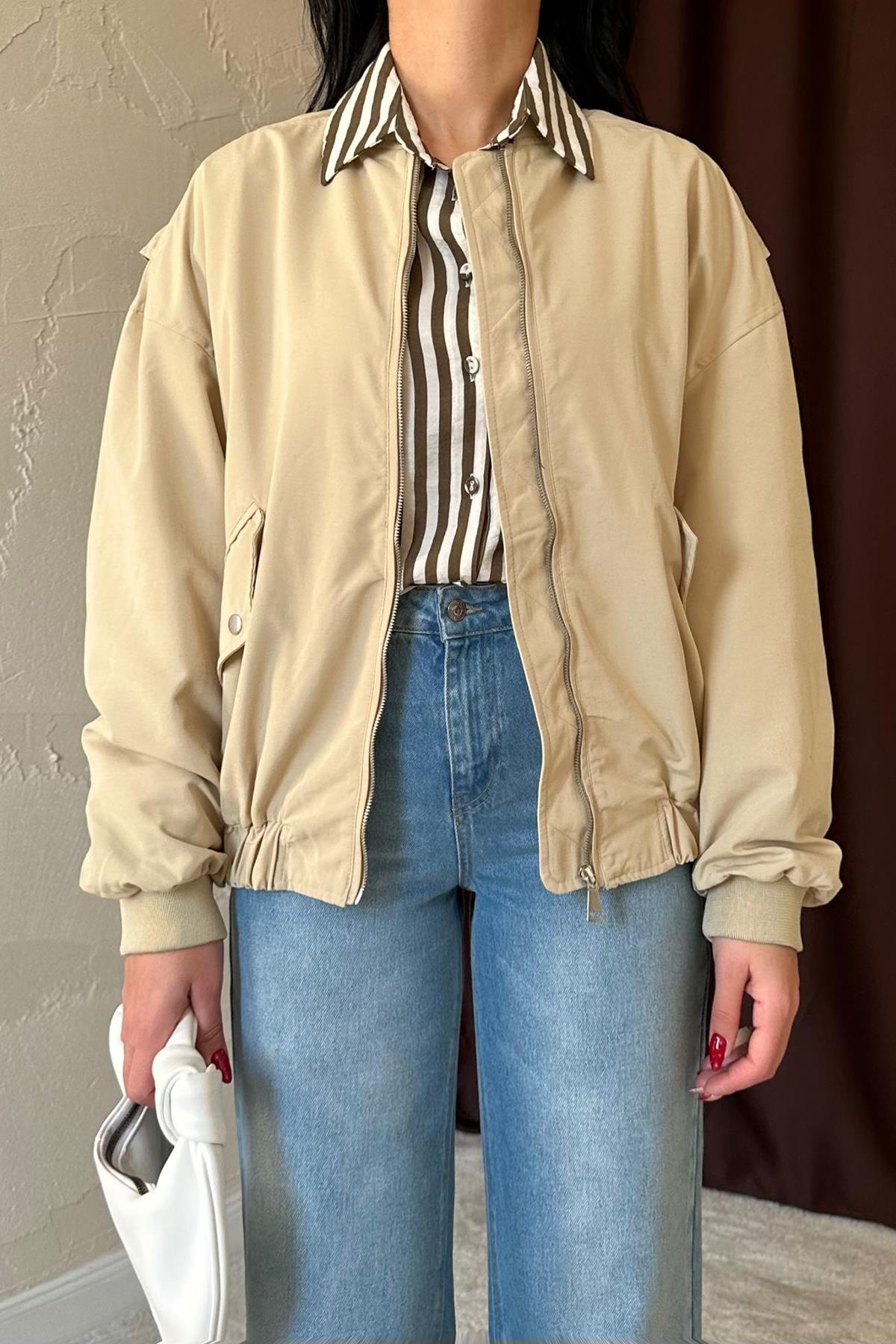 Pieced Bomber Jacket – Light – Brand: Elisa – Women & Kids, Baby Clothes Wholesale – TheBS Women