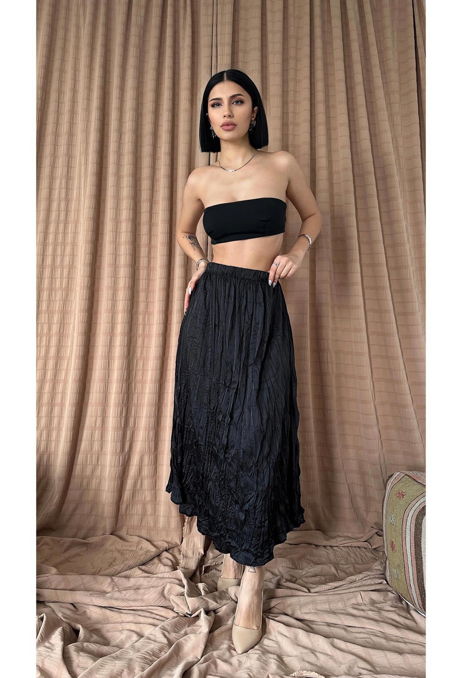 Skirt With Crochet - Black - Brand: Elisa - Women & Kids, Baby Clothes Wholesale - TheBS Women