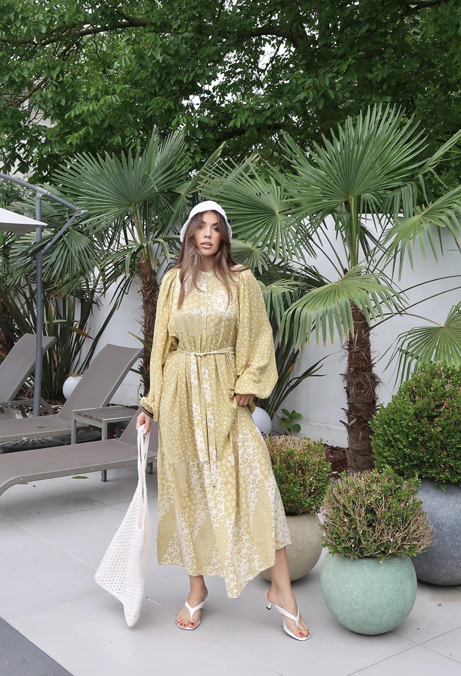 Wholesale Yellow Floral Pattern Waist Belted Dominant Collar Dress - Brand: Elisa - Women & Kids, Baby Clothes Wholesale - TheBS Women