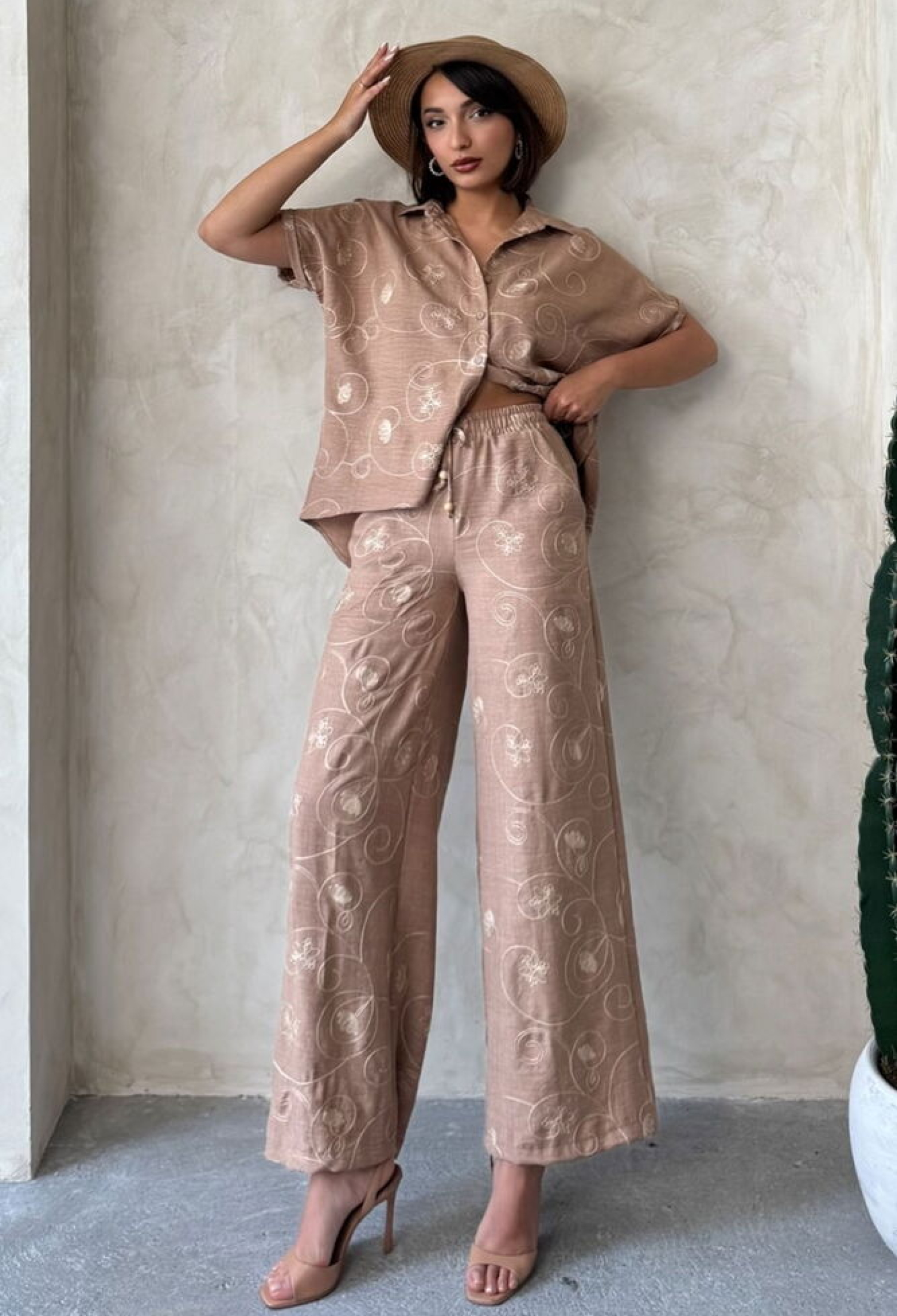Embroidered Pants - Light Brown Dsn2 - Brand: Topshow - Women & Kids, Baby Clothes Wholesale - TheBS Women
