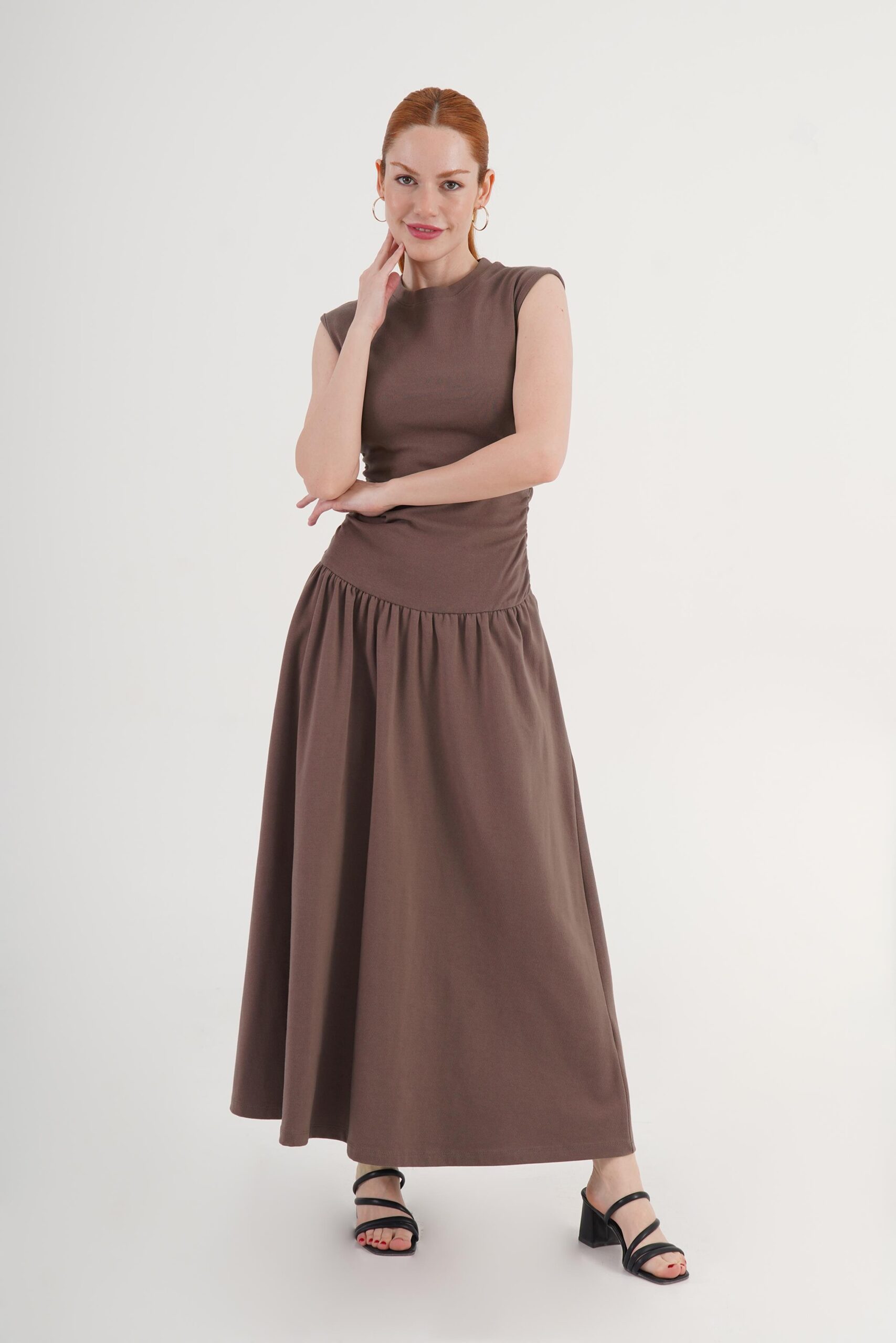 Brown Fit And Flare Maxi Dress – Brand: Lustrin – Women & Kids, Baby Clothes Wholesale – TheBS Women