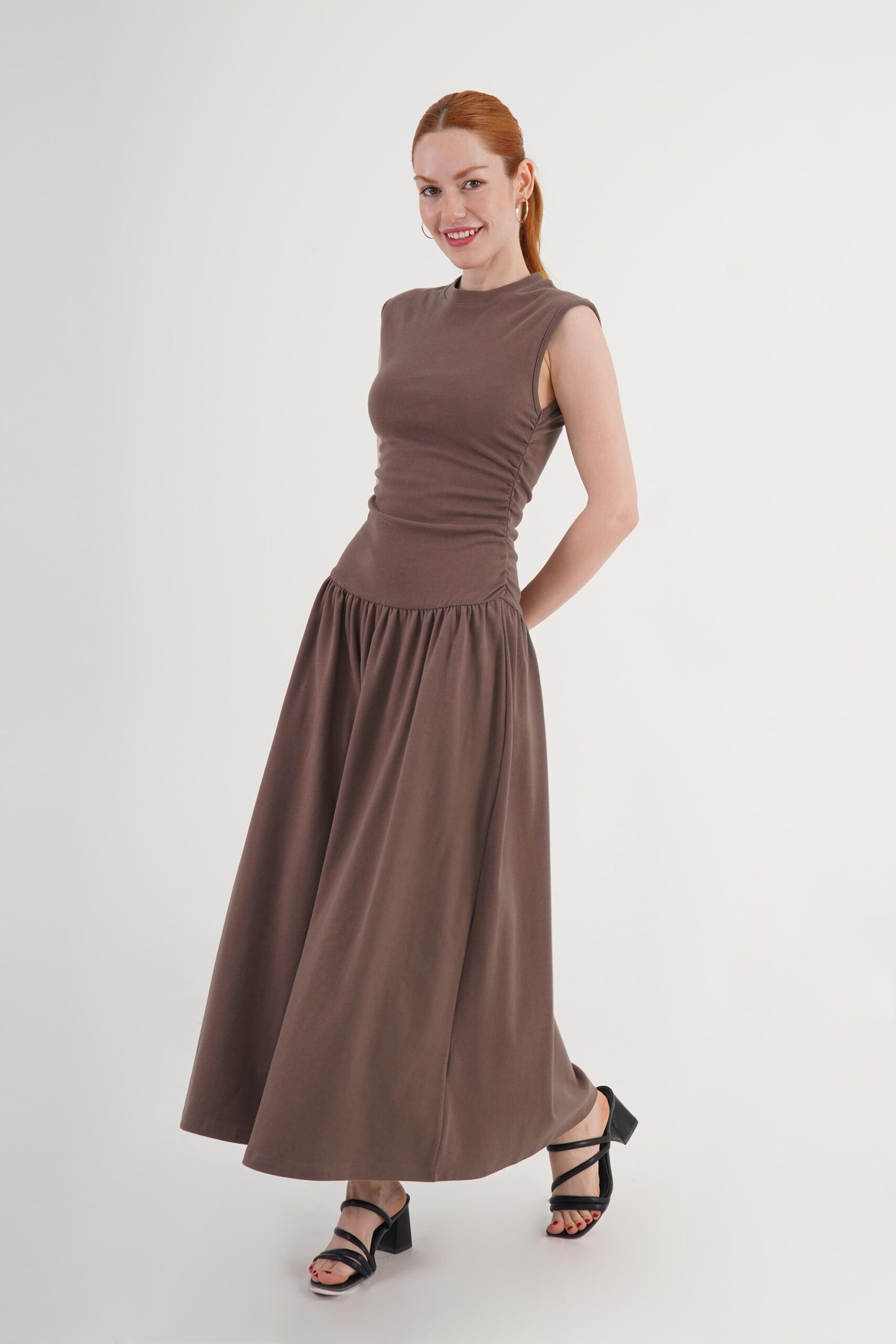 Brown Fit And Flare Maxi Dress – Brand: Lustrin – Women & Kids, Baby Clothes Wholesale – TheBS Women