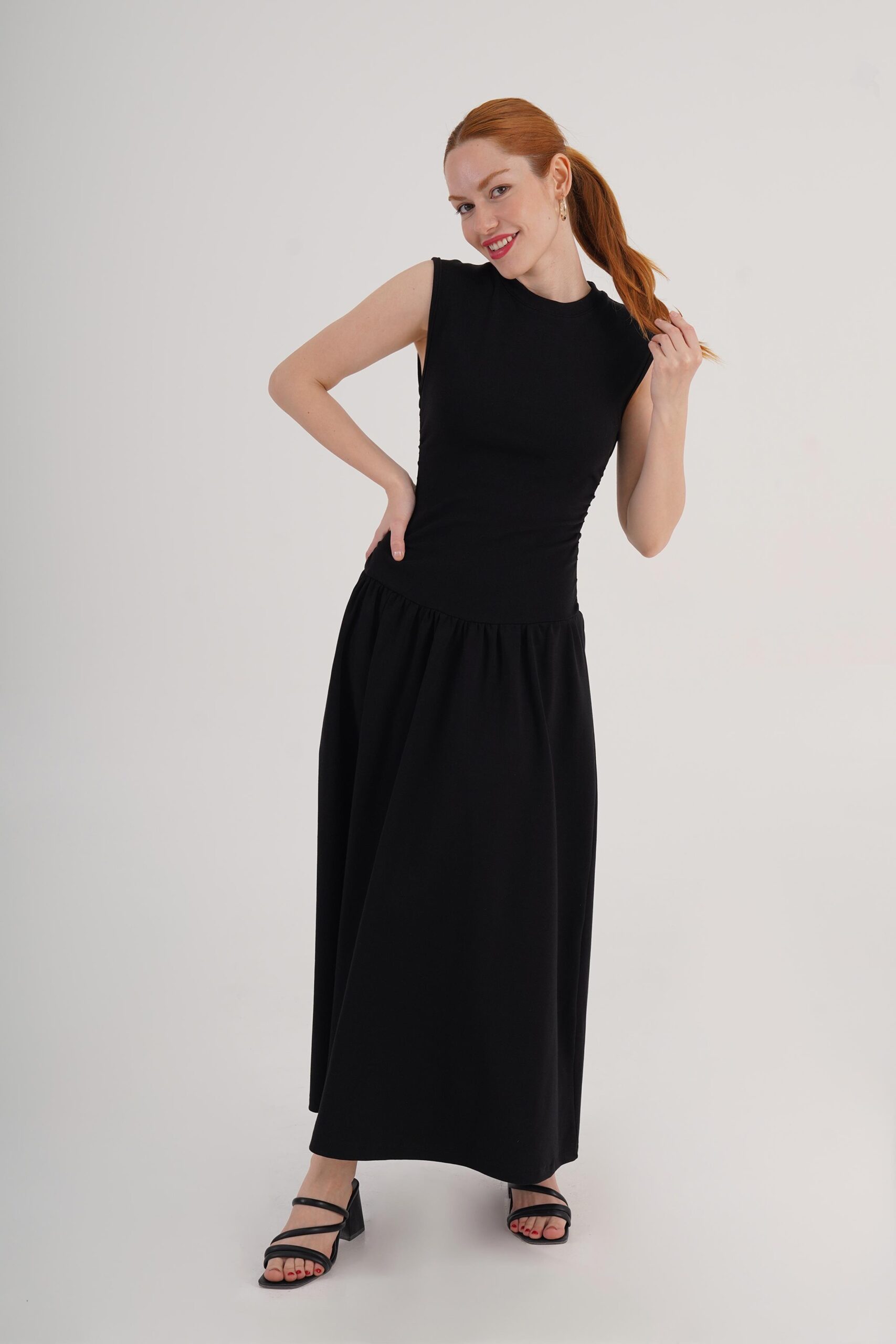 Black Fit And Flare Dress With High Neck - Brand: Lustrin - Women & Kids, Baby Clothes Wholesale - TheBS Women