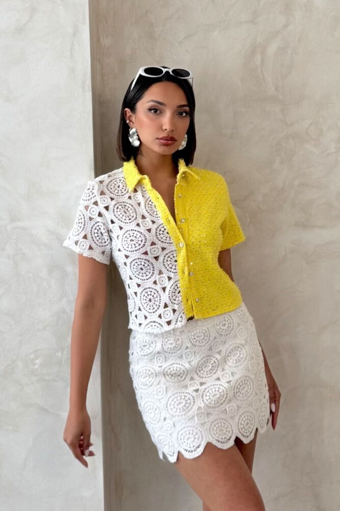 White Slim Fit Polo Neck Crop Shirt – Brand: Topshow – Women & Kids, Baby Clothes Wholesale – TheBS Women