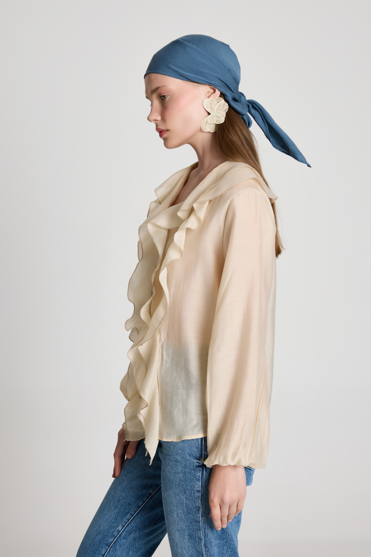 Beige Shirt With V-Neck And Balloon Sleeves - Brand: First Angels - Women & Kids, Baby Clothes Wholesale - TheBS Women Beige Shirt With V-Neck And Balloon Sleeves - Brand: First Angels - Women & Kids, Baby Clothes Wholesale - TheBS Women