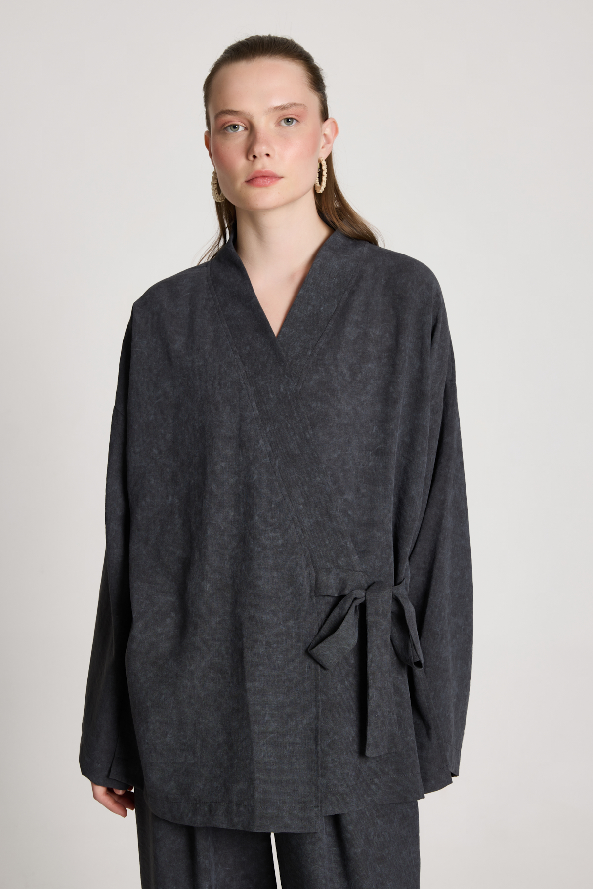 Black Kimono Oversized Tie Closure V-Neck - Brand: First Angels - Women & Kids, Baby Clothes Wholesale - TheBS Women Black Kimono Oversized Tie Closure V-Neck - Brand: First Angels - Women & Kids, Baby Clothes Wholesale - TheBS Women