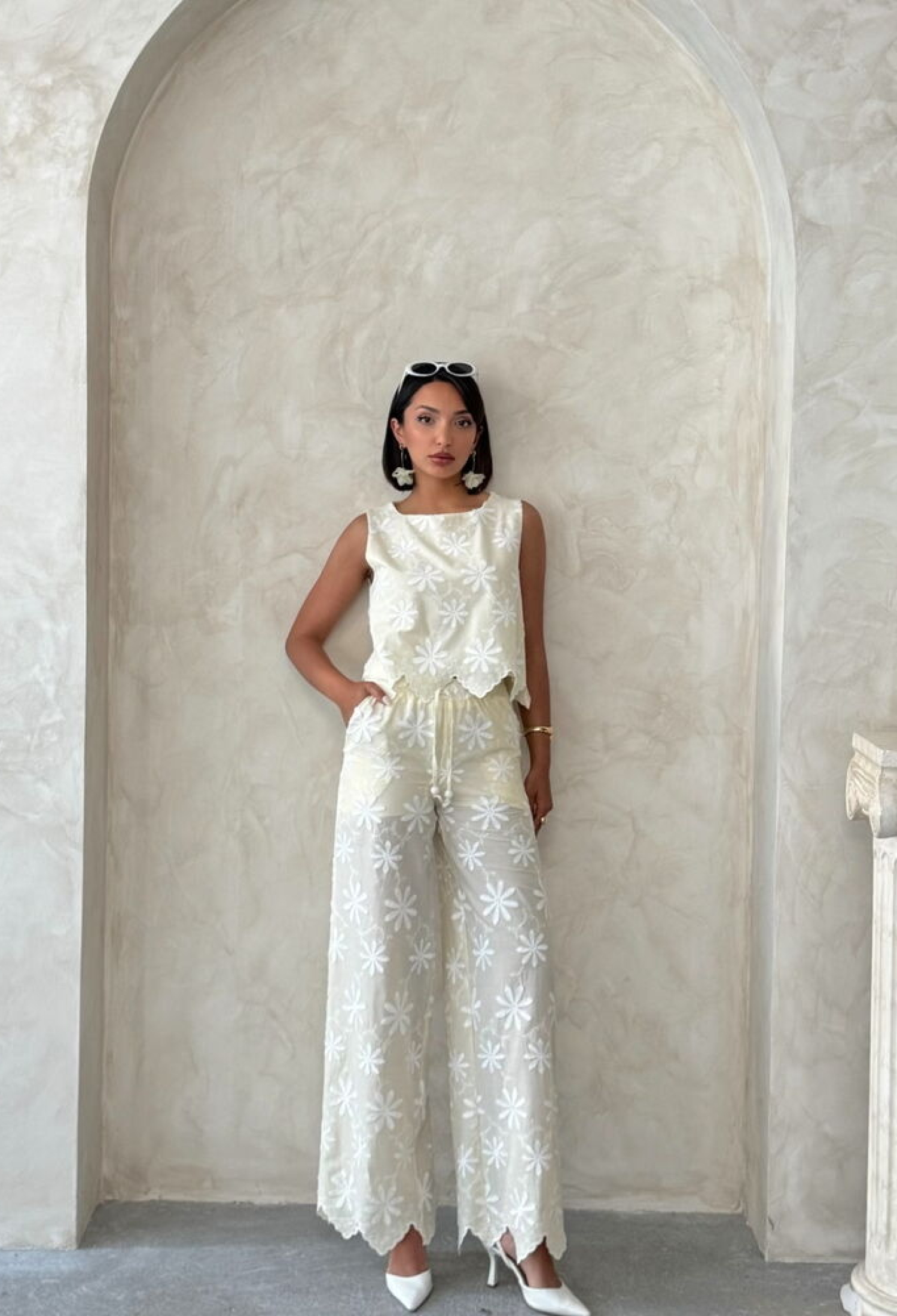 White Floral Palazzo Pants - Brand: Topshow - Women & Kids, Baby Clothes Wholesale - TheBS Women