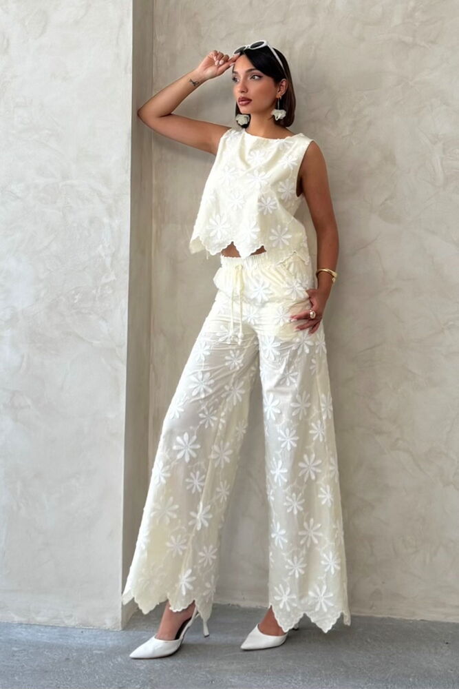 White Floral Palazzo Pants - Brand: Topshow - Women & Kids, Baby Clothes Wholesale - TheBS Women