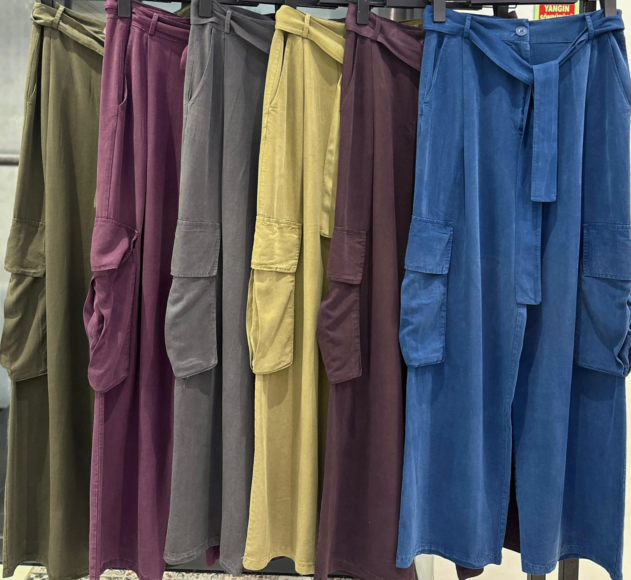 Claret Red Cargo Pants With High Waist And Wide Leg - Brand: Cream Rouge - Women & Kids, Baby Clothes Wholesale - TheBS Women