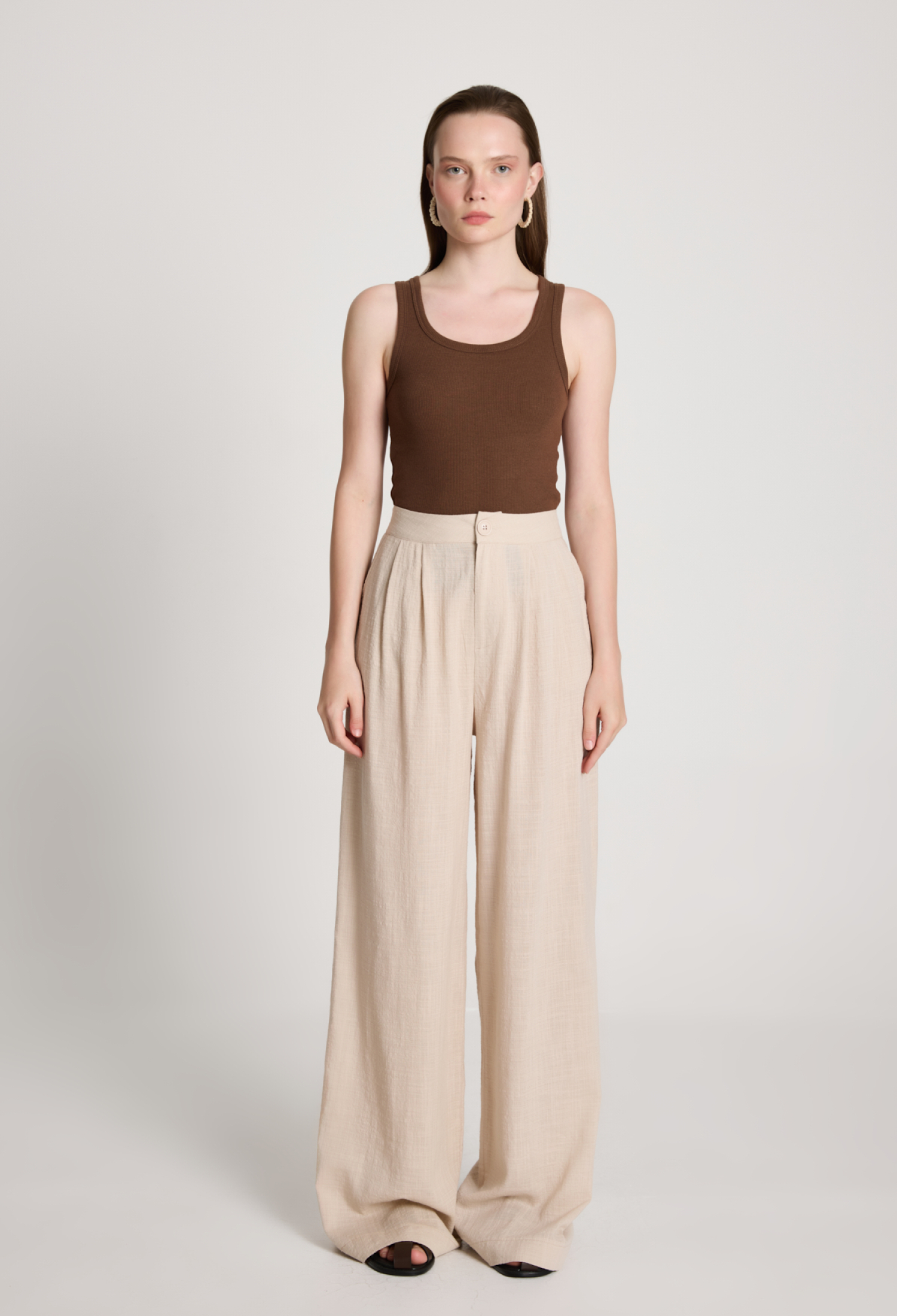 Beige Palazzo Pants High Waist Wide Leg - Brand: First Angels - Women & Kids, Baby Clothes Wholesale - TheBS Women