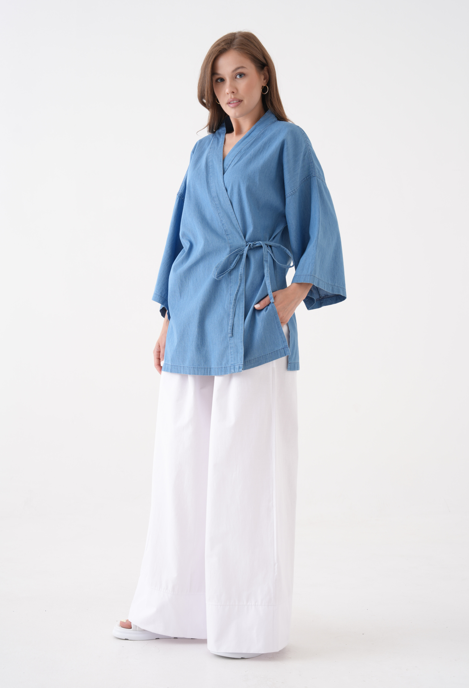 Ethnic Kimono With Slant Pocket And V-Neck - Brand: First Angels - Women & Kids, Baby Clothes Wholesale - TheBS Women
