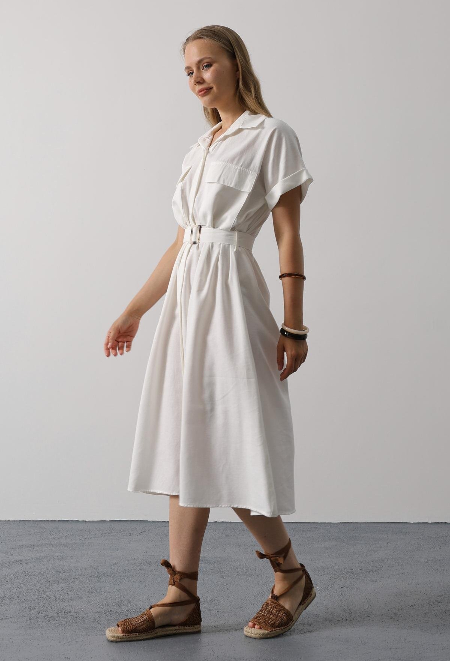 Casual Elegant Midi Shirt Dress - Brand: Reyon - Women & Kids, Baby Clothes Wholesale - TheBS Women