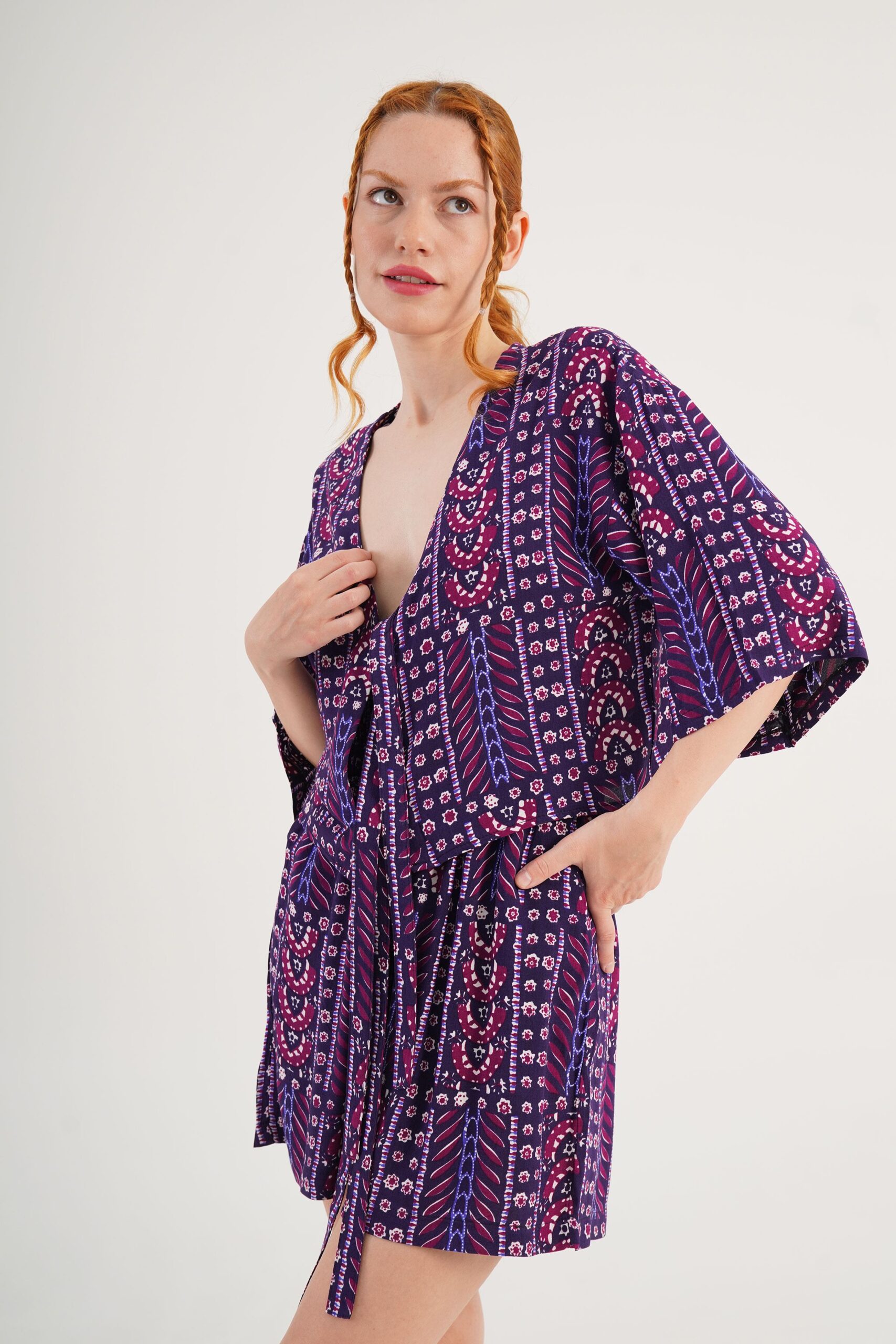 Purple Boho Casual Set With Paper Bag Shorts – Brand: Lustrin – Women & Kids, Baby Clothes Wholesale – TheBS Women