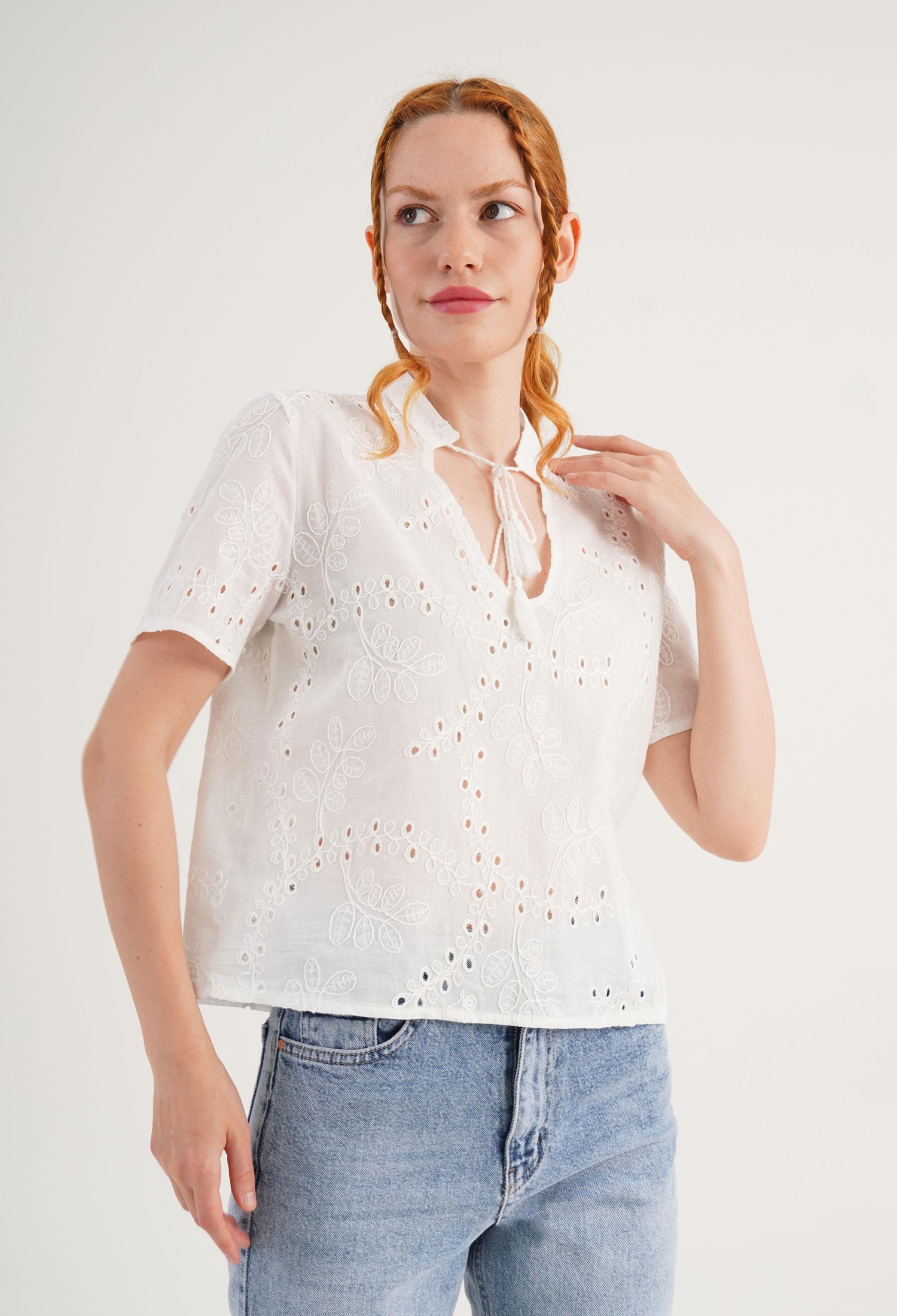 White Floral Casual Boho Blouse - Brand: Lustrin - Women & Kids, Baby Clothes Wholesale - TheBS Women